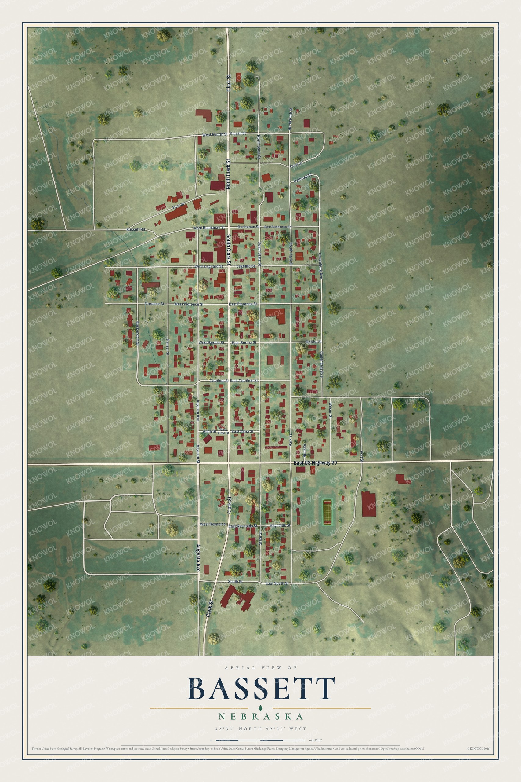 Watermarked full-map preview of Bassett, Nebraska