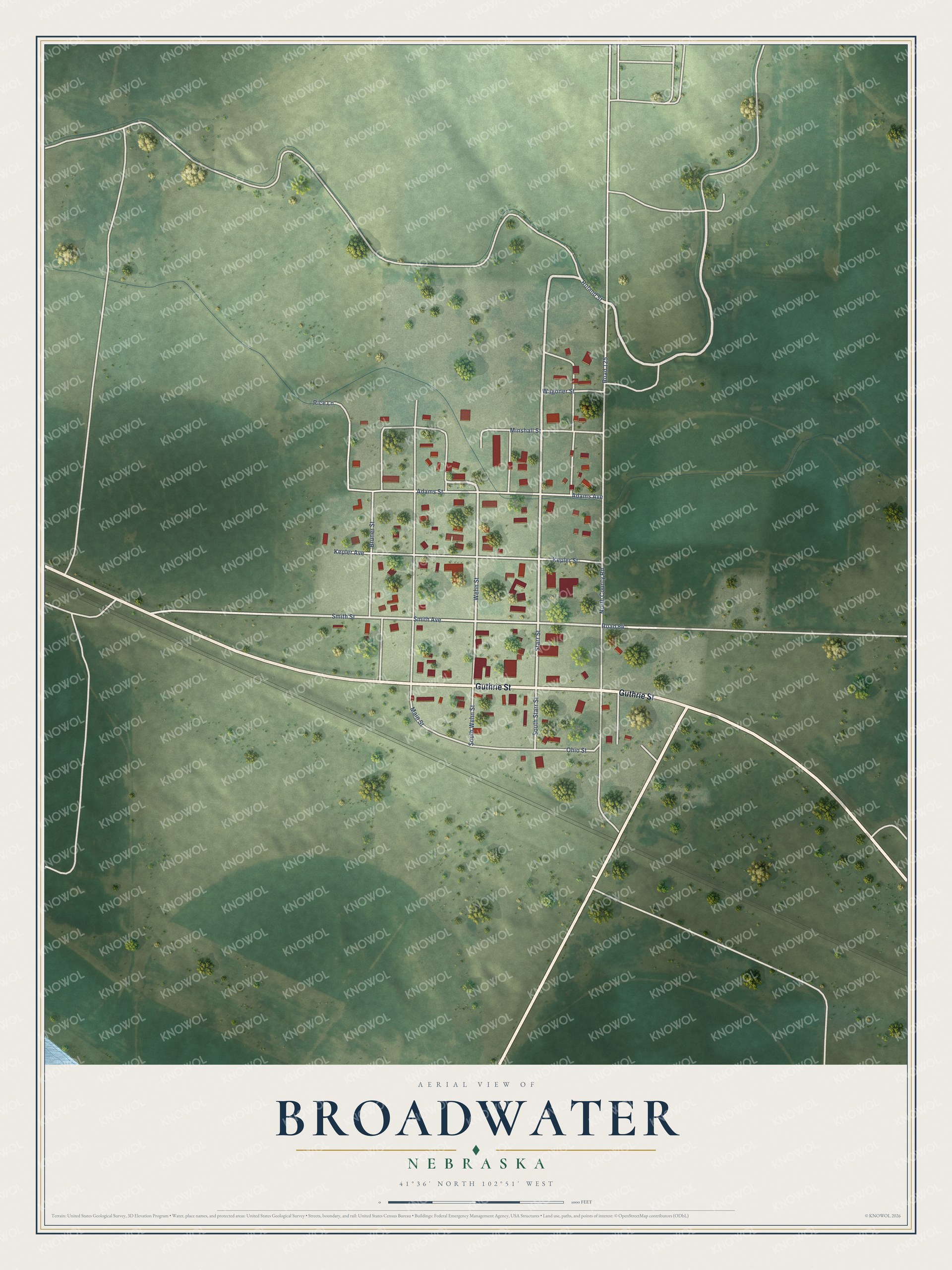 Watermarked full-map preview of Broadwater, Nebraska