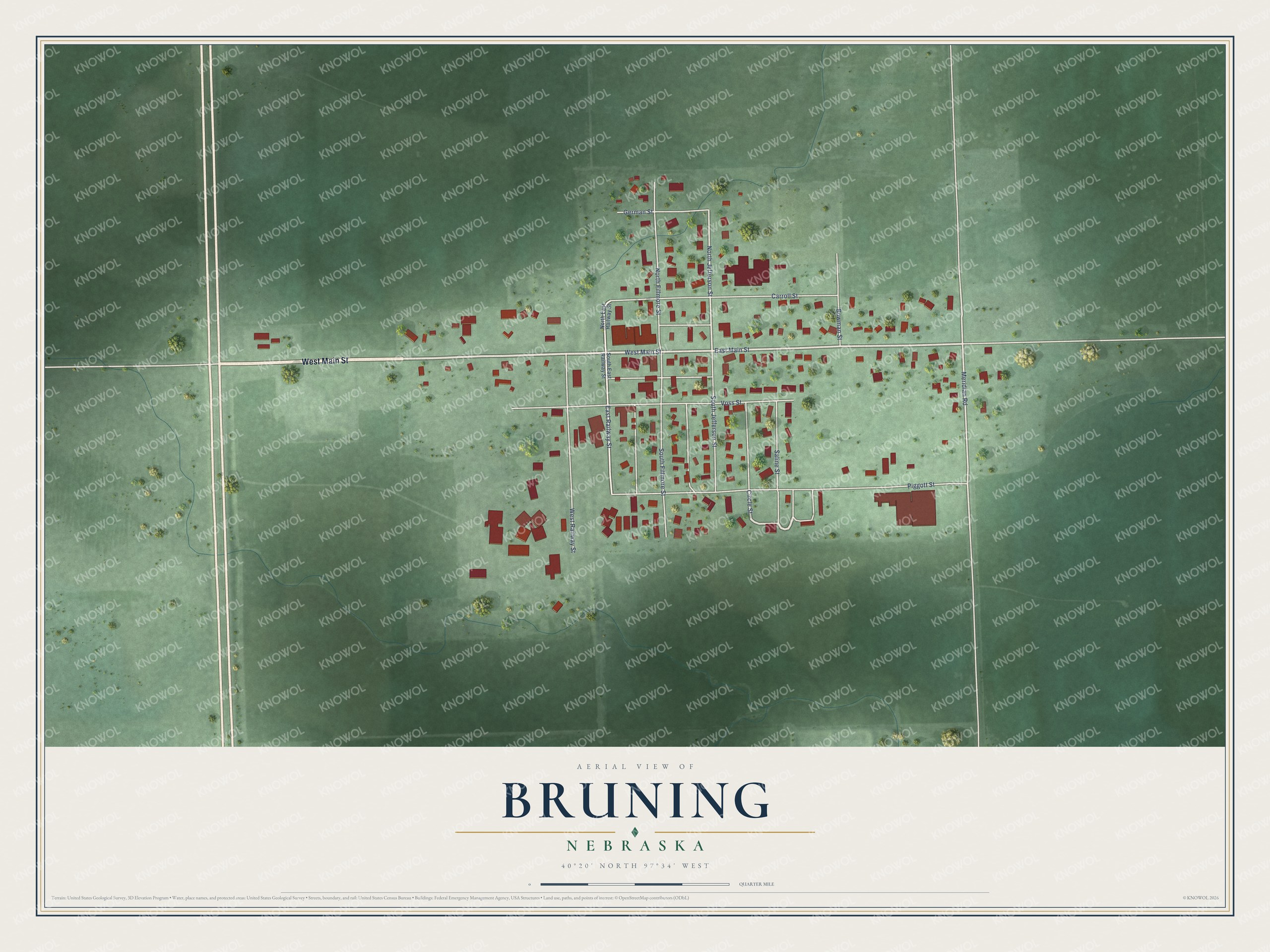 Watermarked full-map preview of Bruning, Nebraska