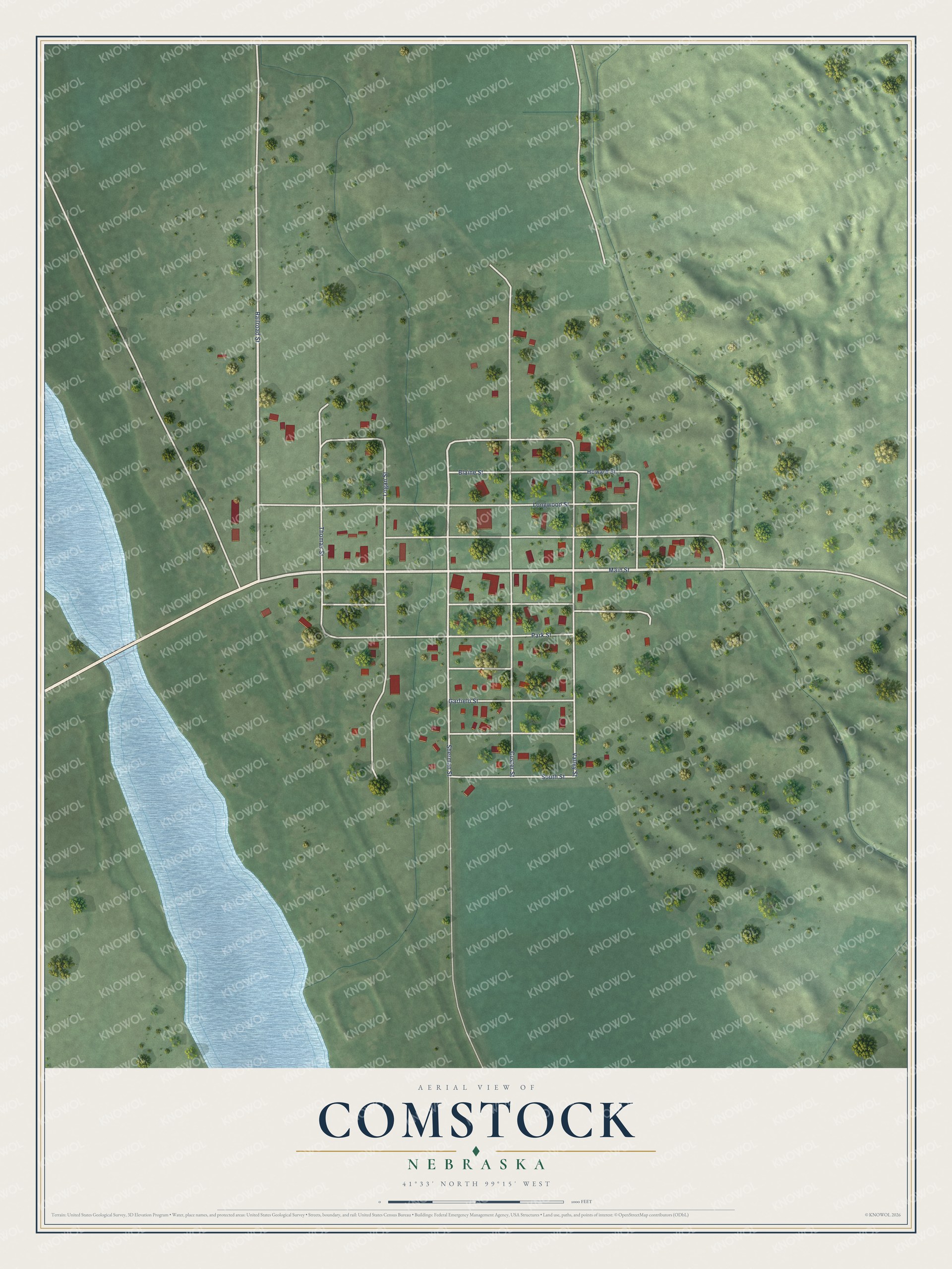 Watermarked full-map preview of Comstock, Nebraska
