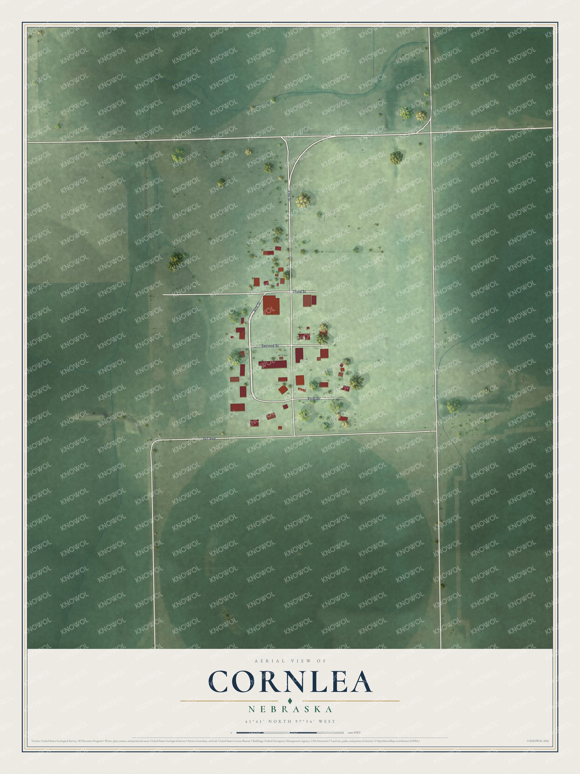Watermarked full-map preview of Cornlea, Nebraska