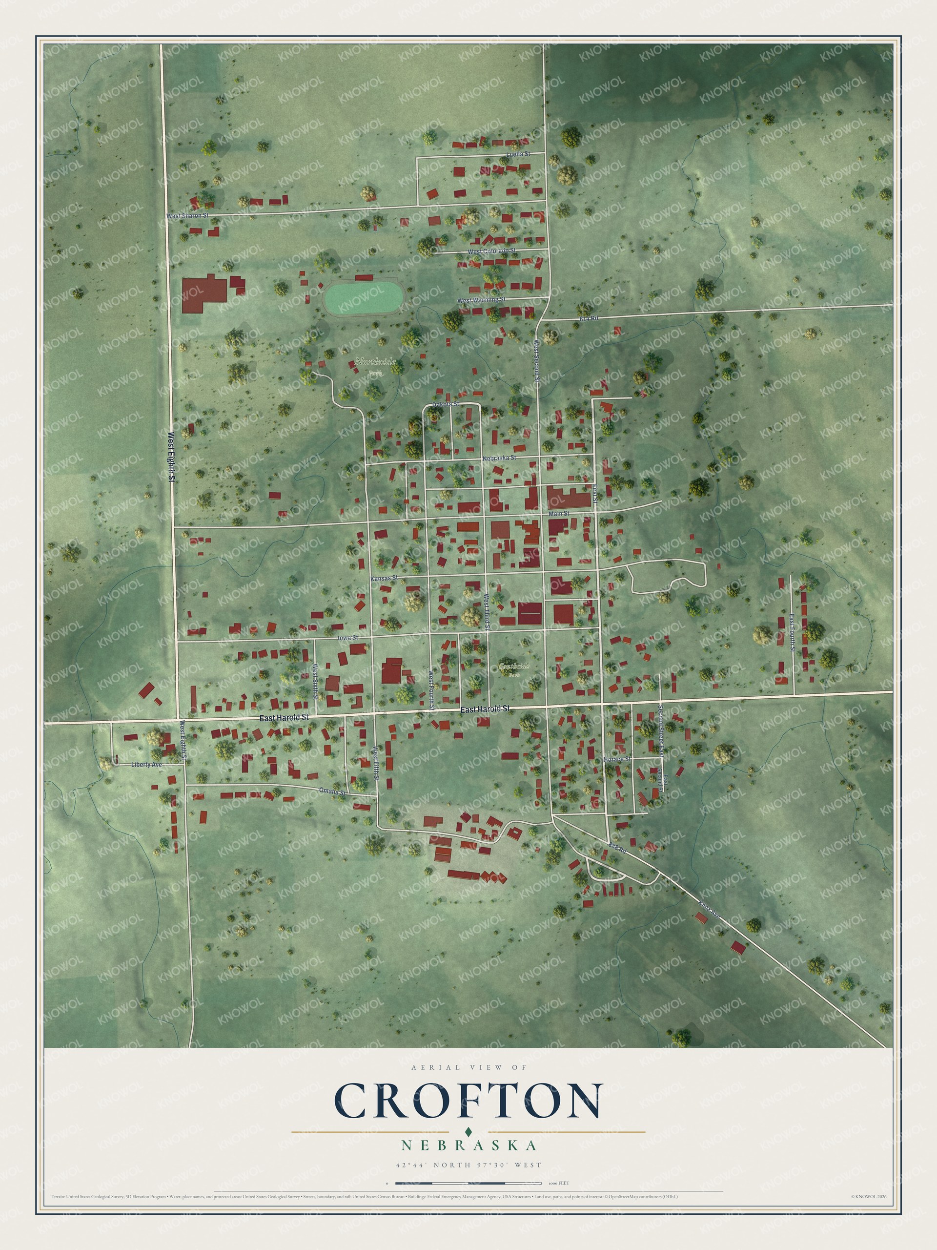 Watermarked full-map preview of Crofton, Nebraska