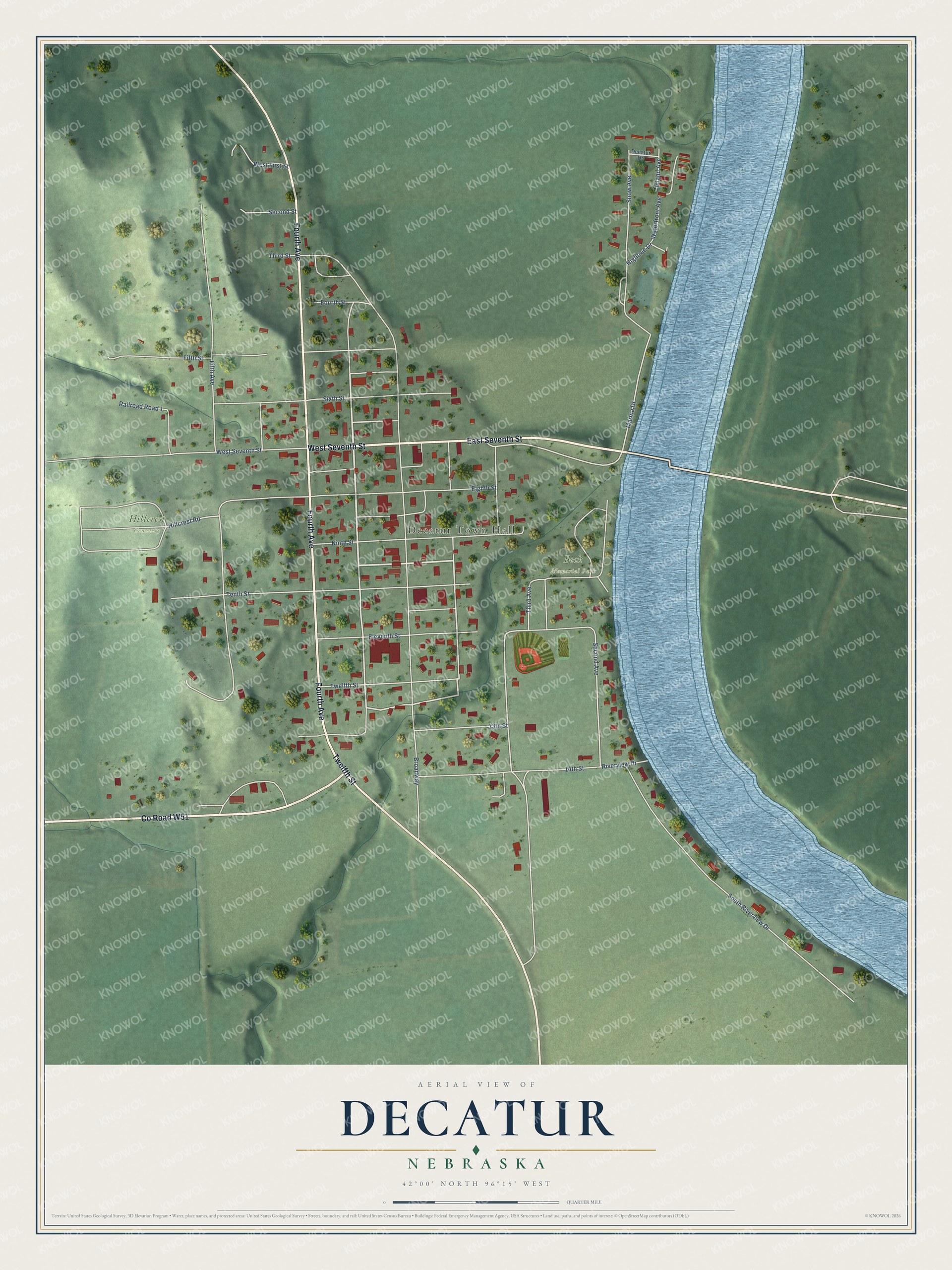 Watermarked full-map preview of Decatur, Nebraska