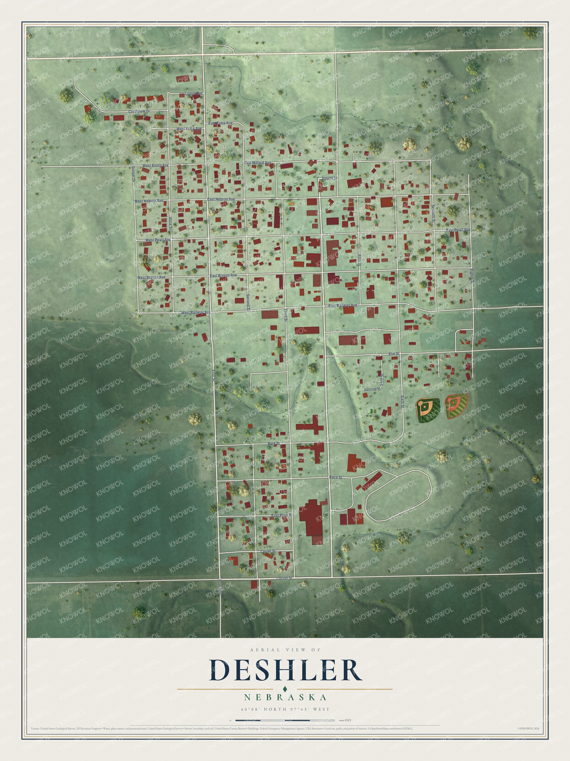 Watermarked full-map preview of Deshler, Nebraska