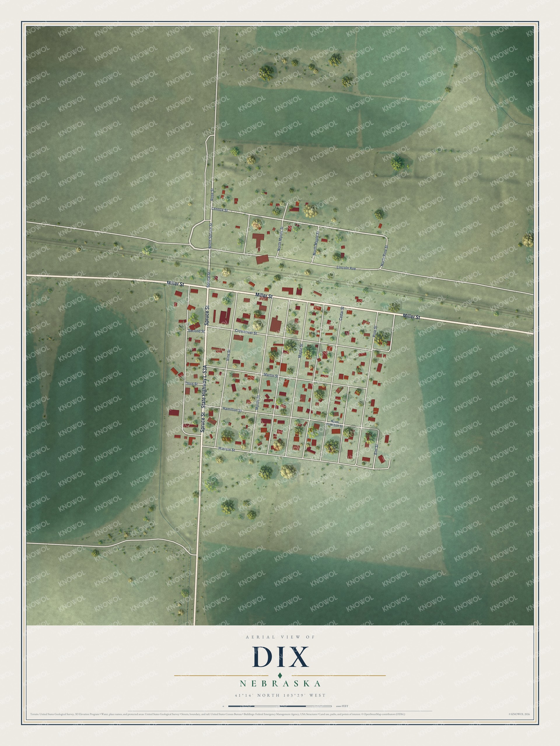 Watermarked full-map preview of Dix, Nebraska