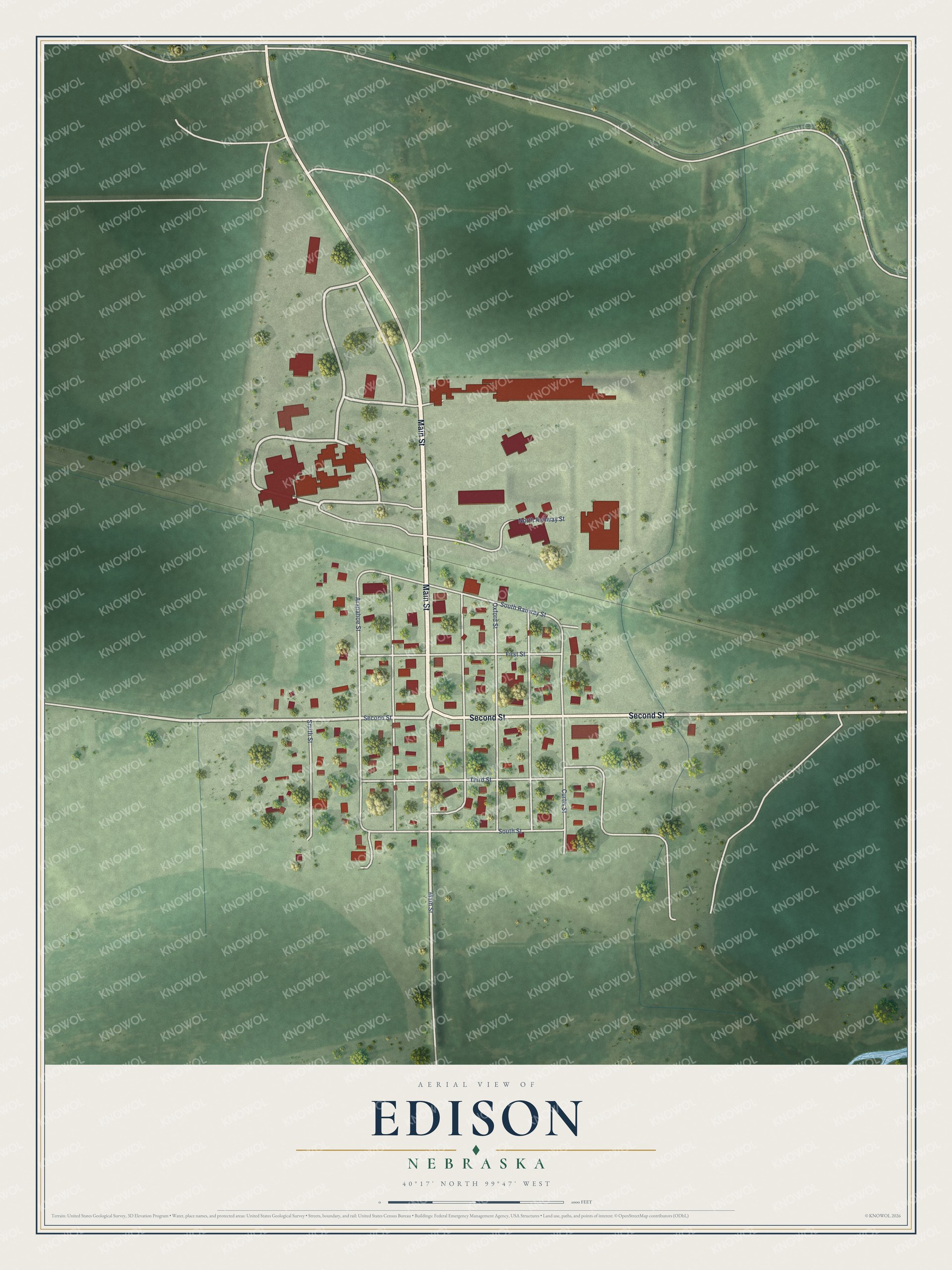 Watermarked full-map preview of Edison, Nebraska