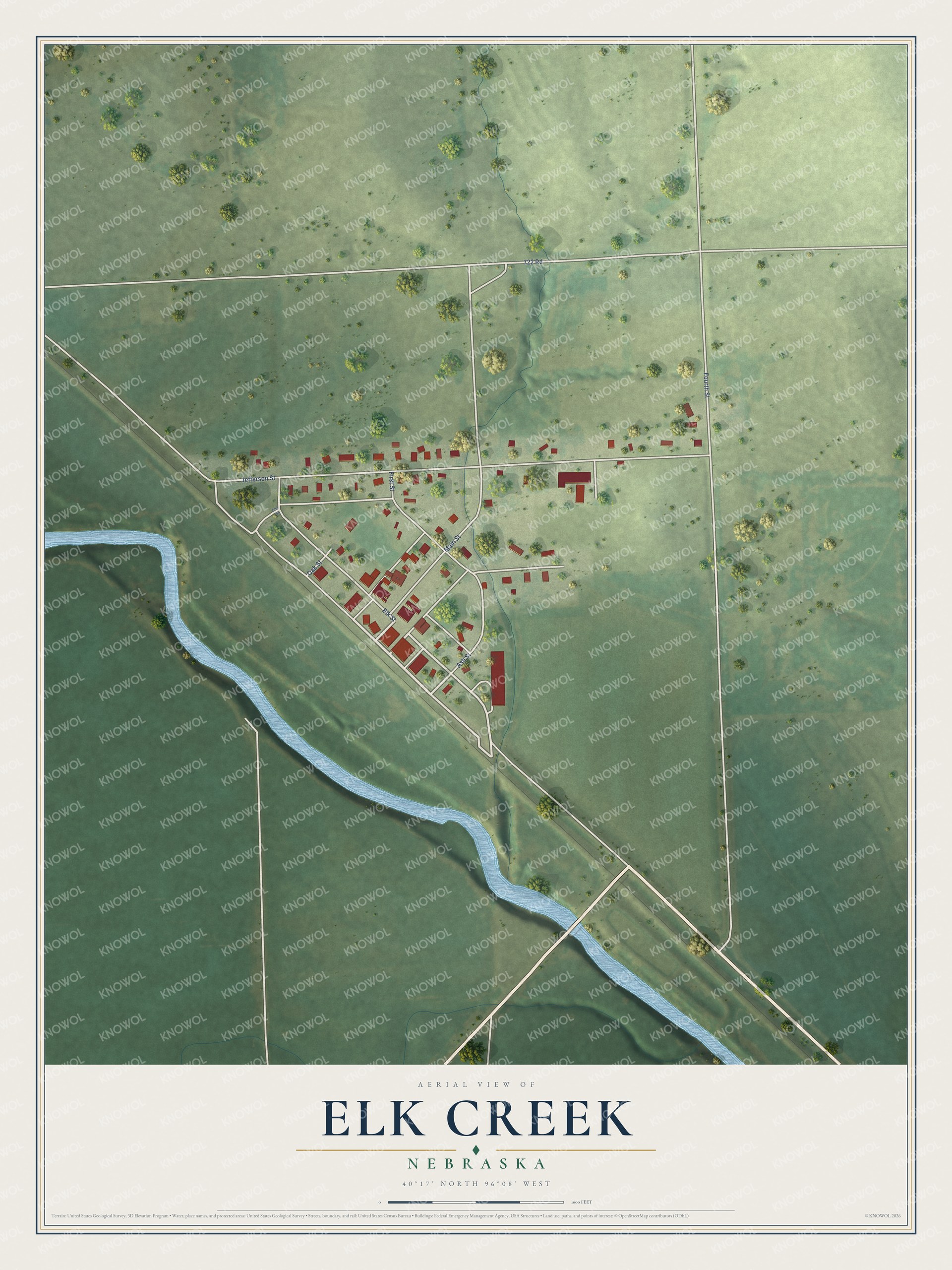 Watermarked full-map preview of Elk Creek, Nebraska