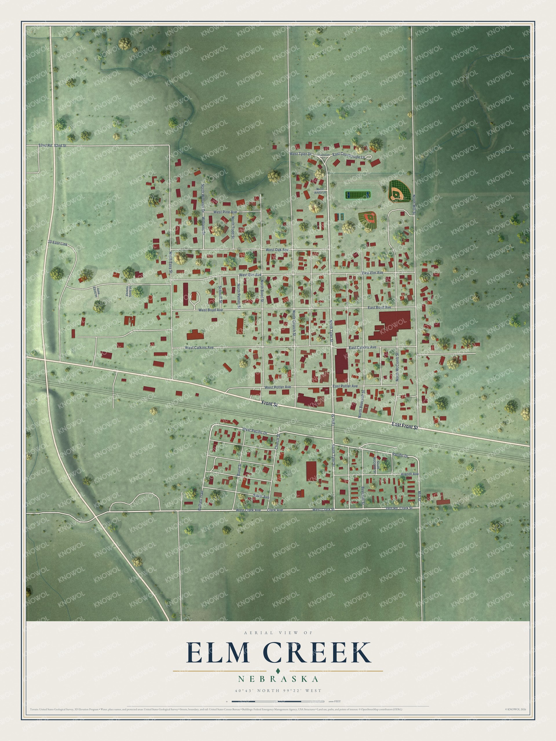 Watermarked full-map preview of Elm Creek, Nebraska