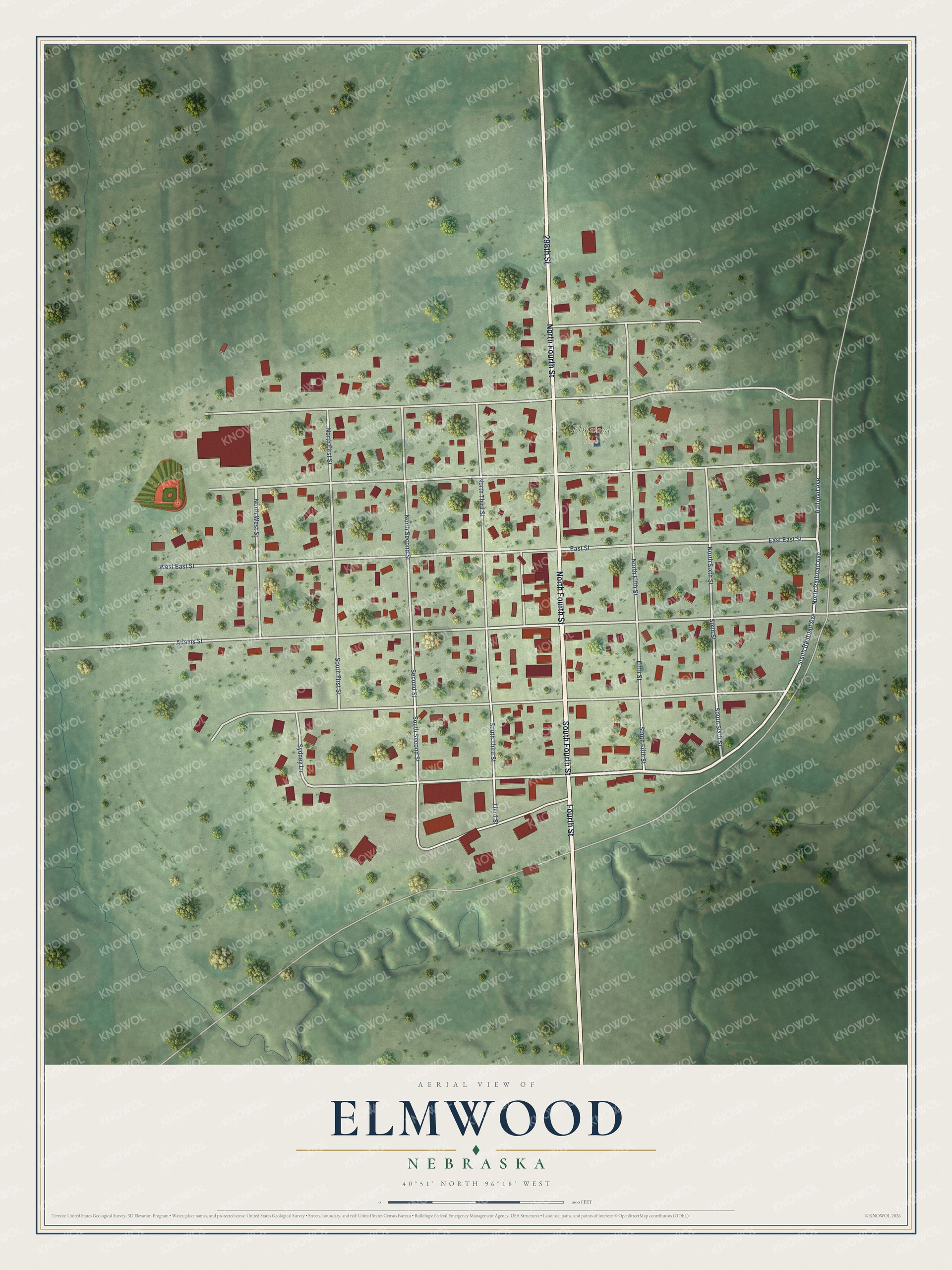 Watermarked full-map preview of Elmwood, Nebraska