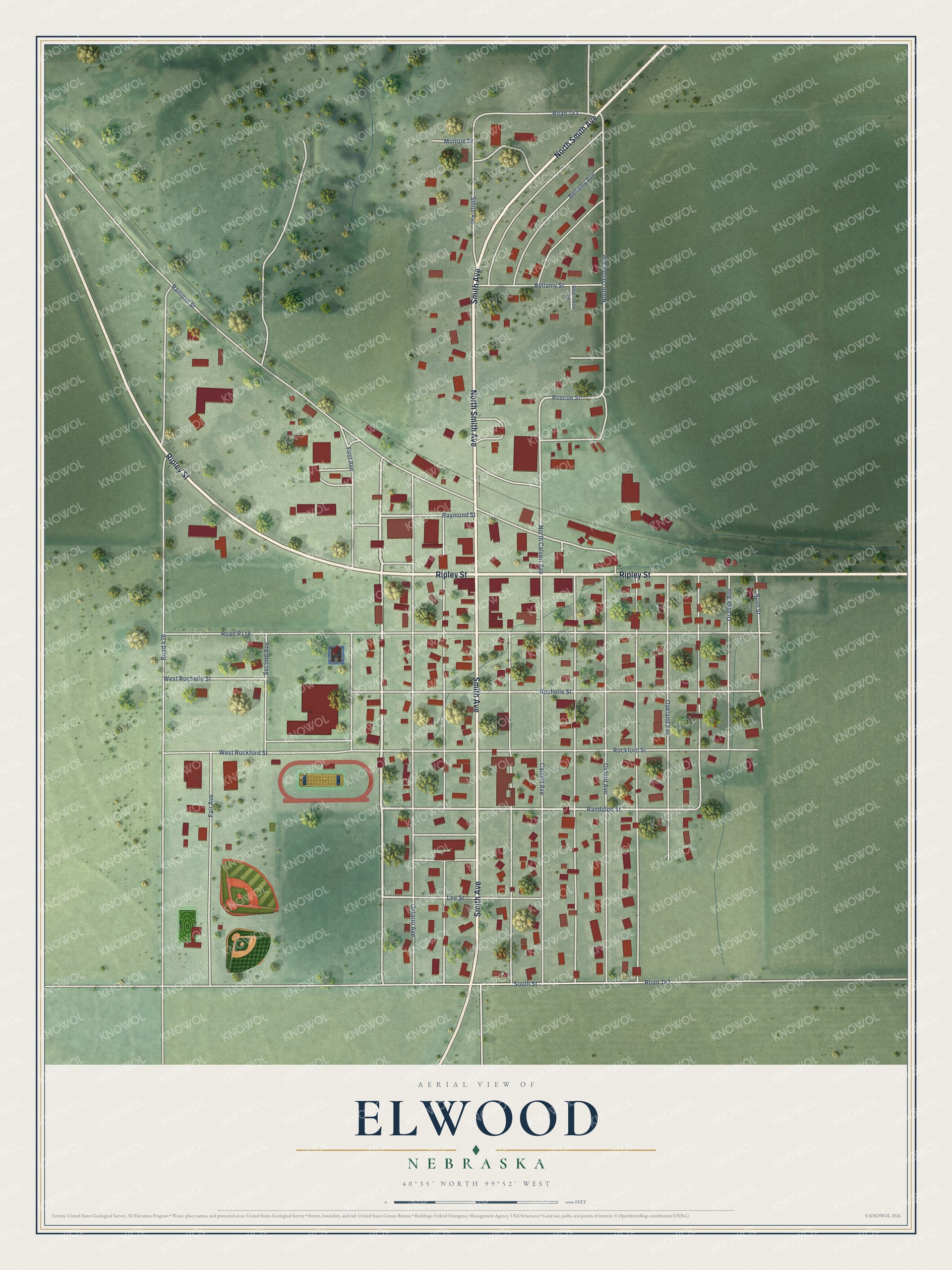 Watermarked full-map preview of Elwood, Nebraska