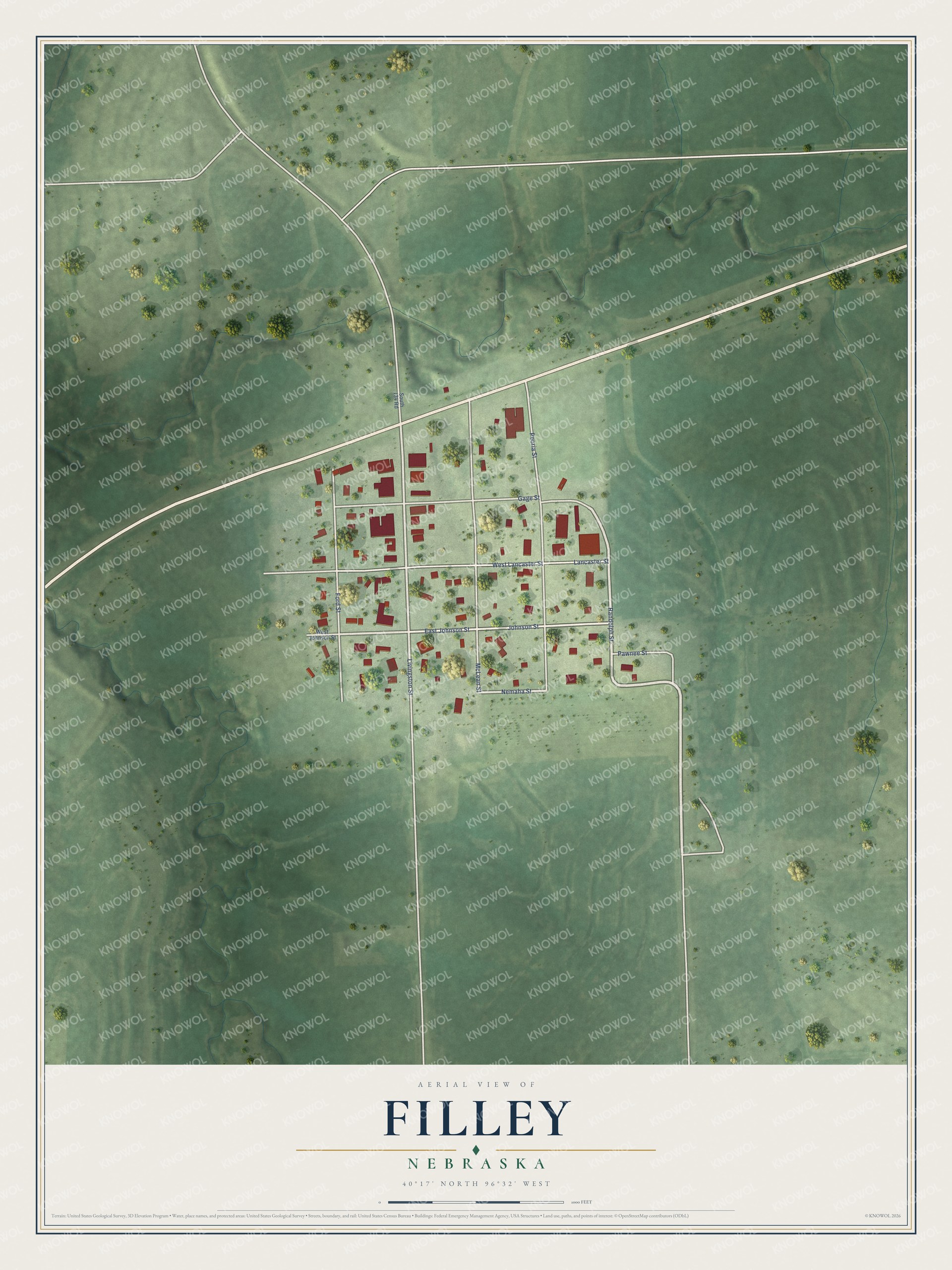 Watermarked full-map preview of Filley, Nebraska
