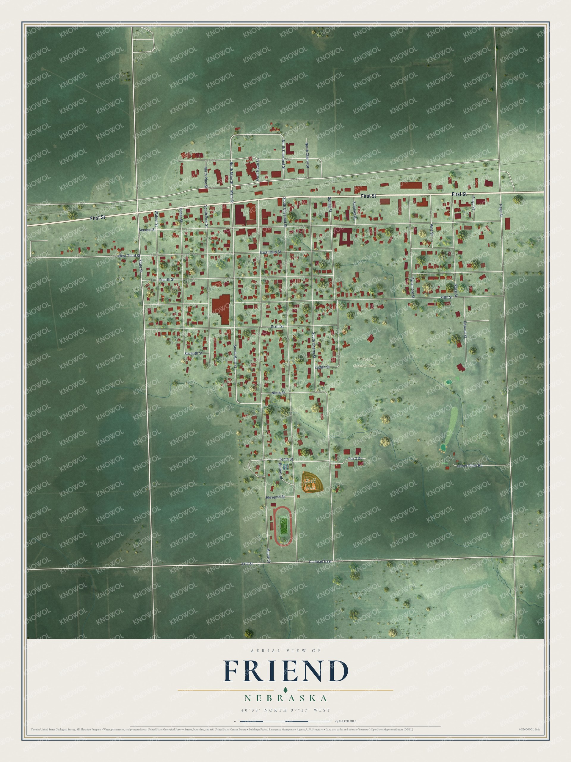 Watermarked full-map preview of Friend, Nebraska