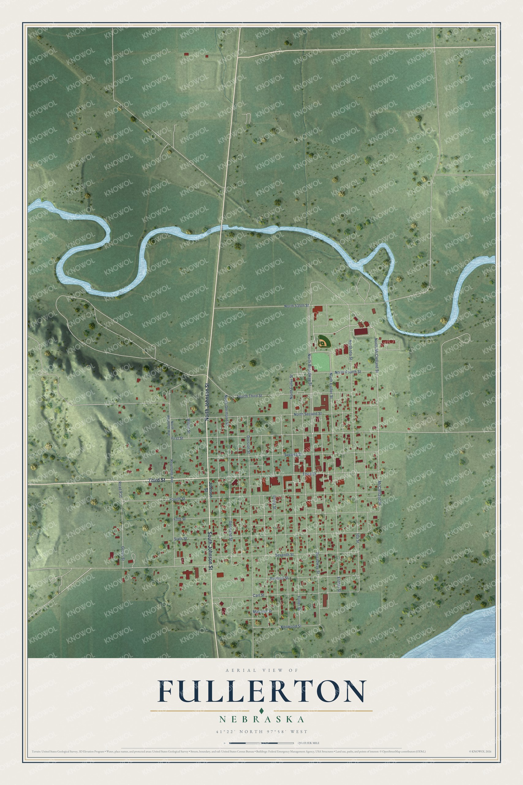 Watermarked full-map preview of Fullerton, Nebraska