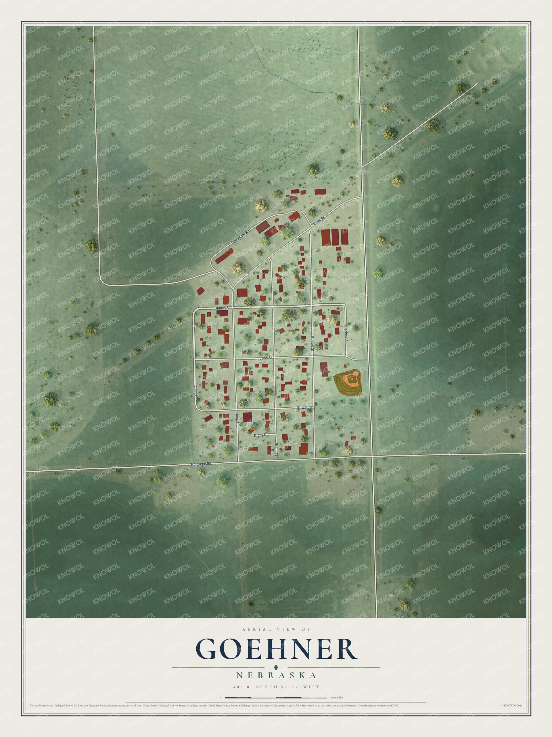 Watermarked full-map preview of Goehner, Nebraska