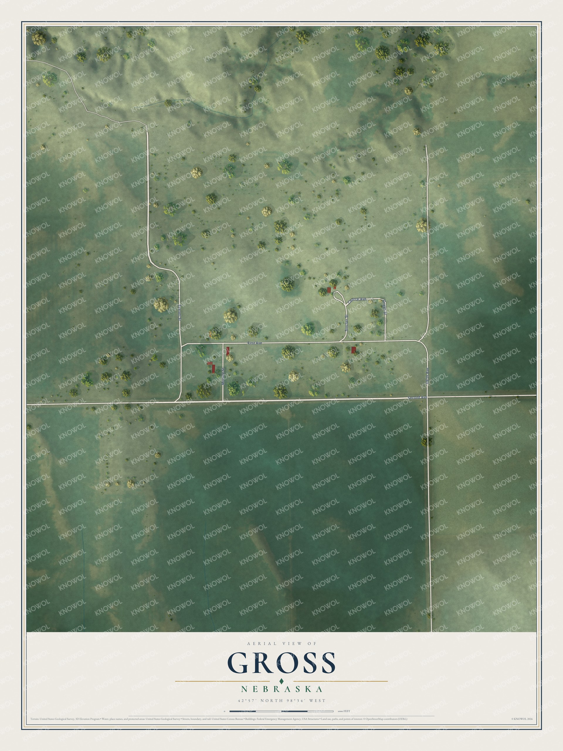 Watermarked full-map preview of Gross, Nebraska