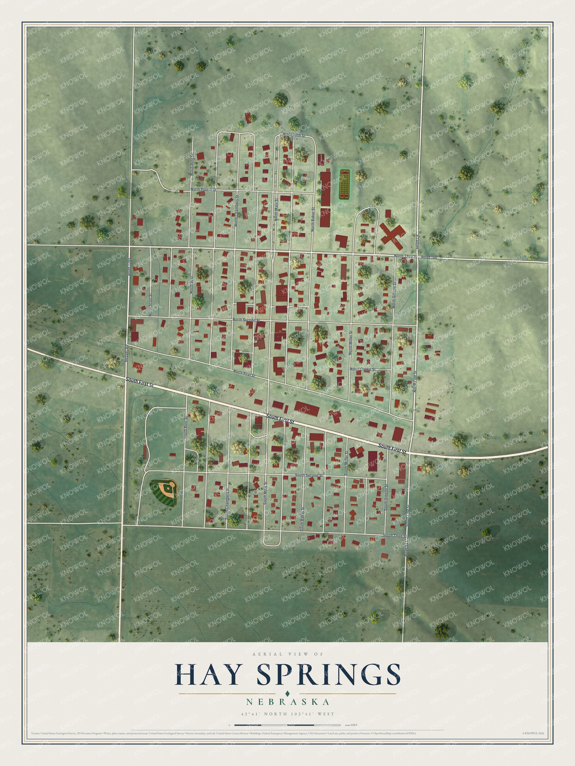 Watermarked full-map preview of Hay Springs, Nebraska
