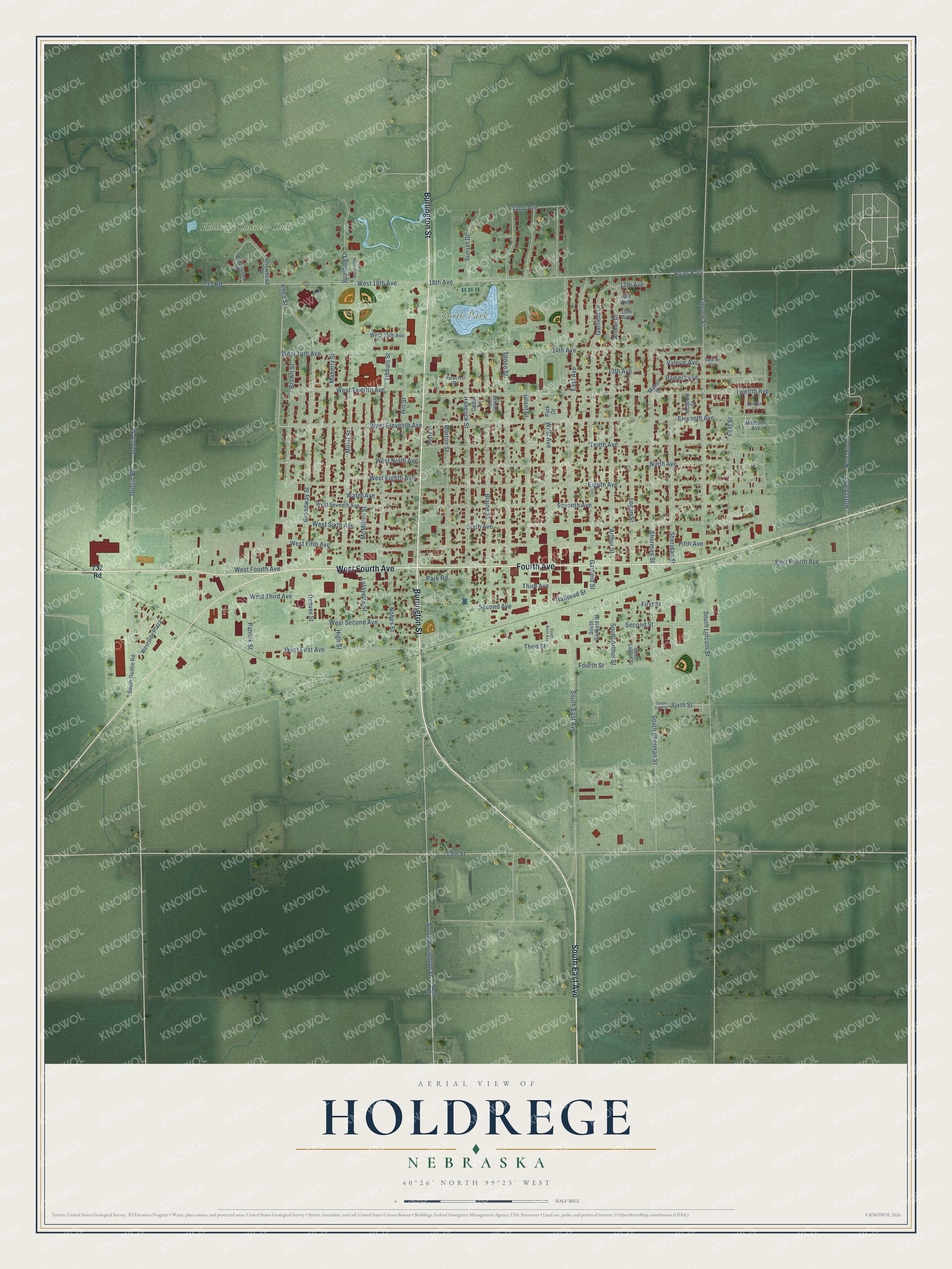 Watermarked full-map preview of Holdrege, Nebraska