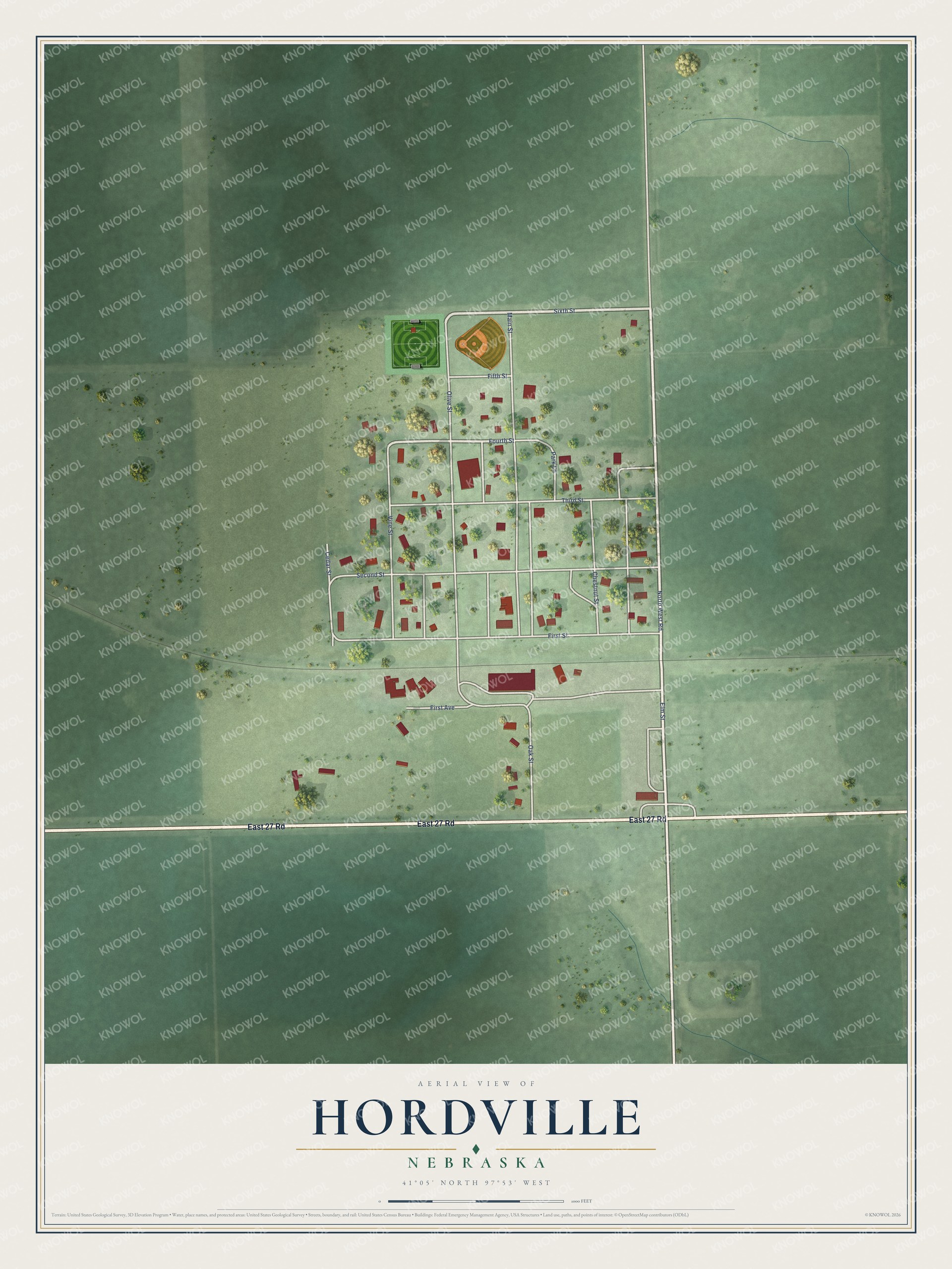 Watermarked full-map preview of Hordville, Nebraska