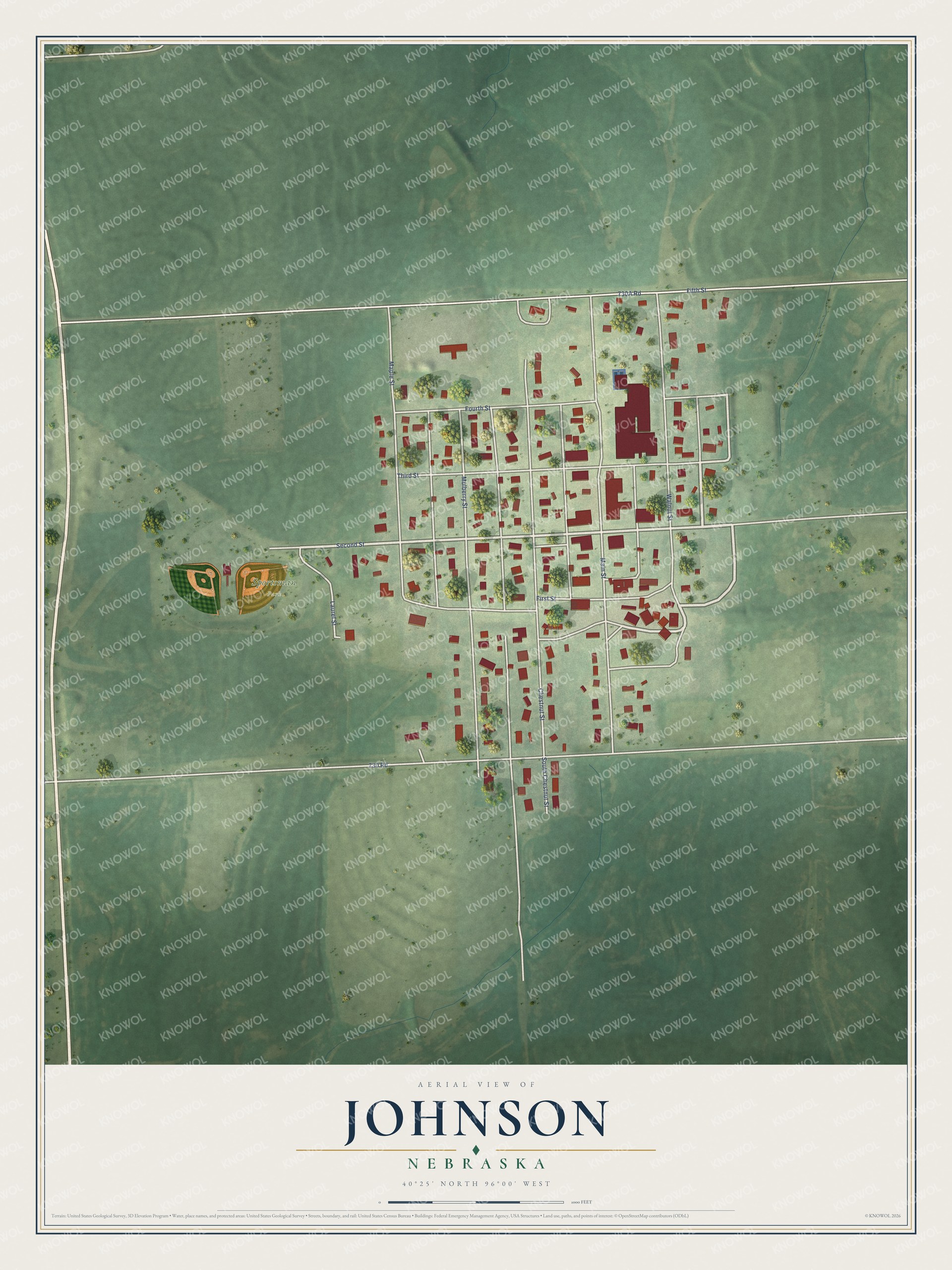 Watermarked full-map preview of Johnson, Nebraska