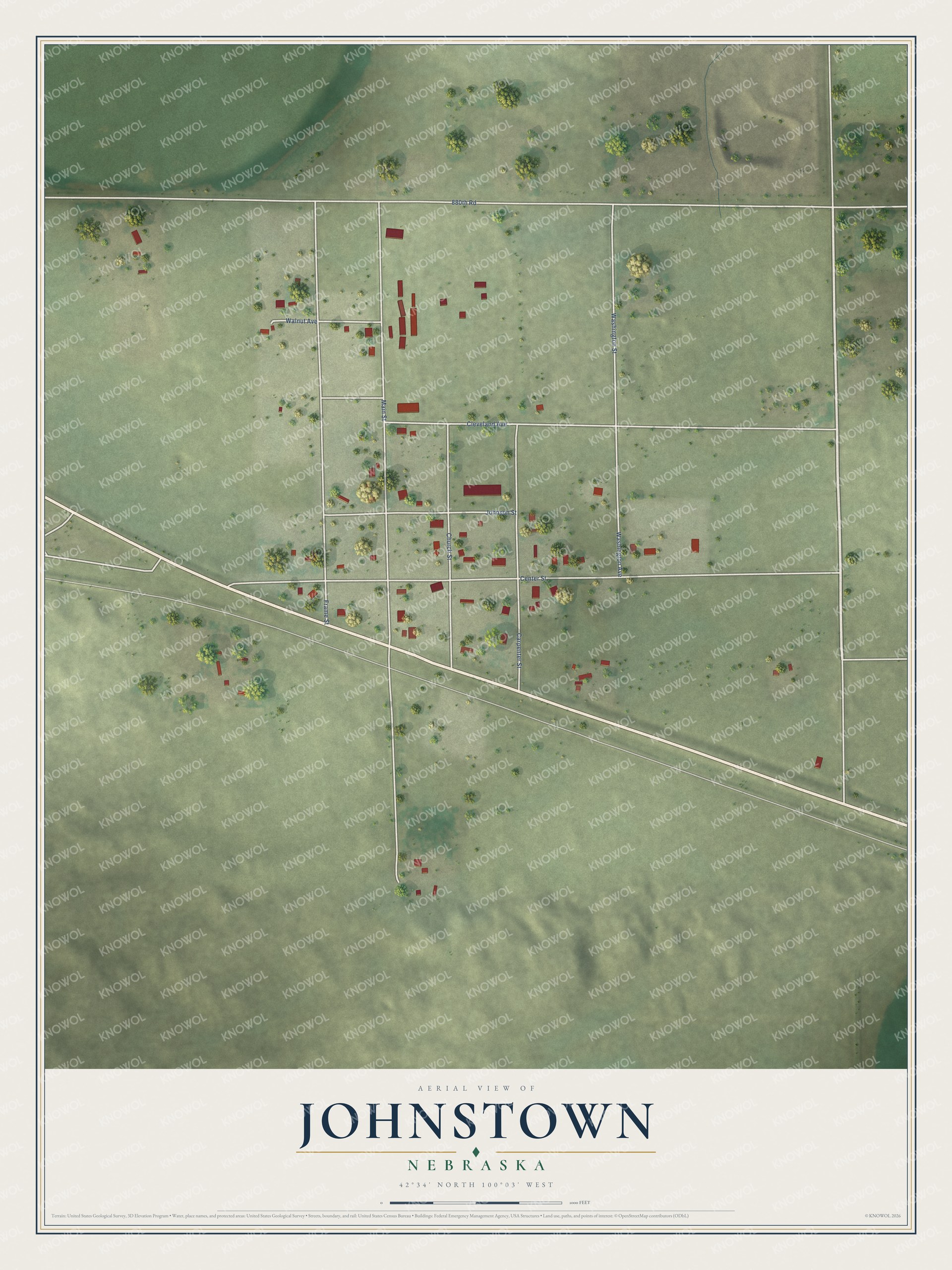 Watermarked full-map preview of Johnstown, Nebraska