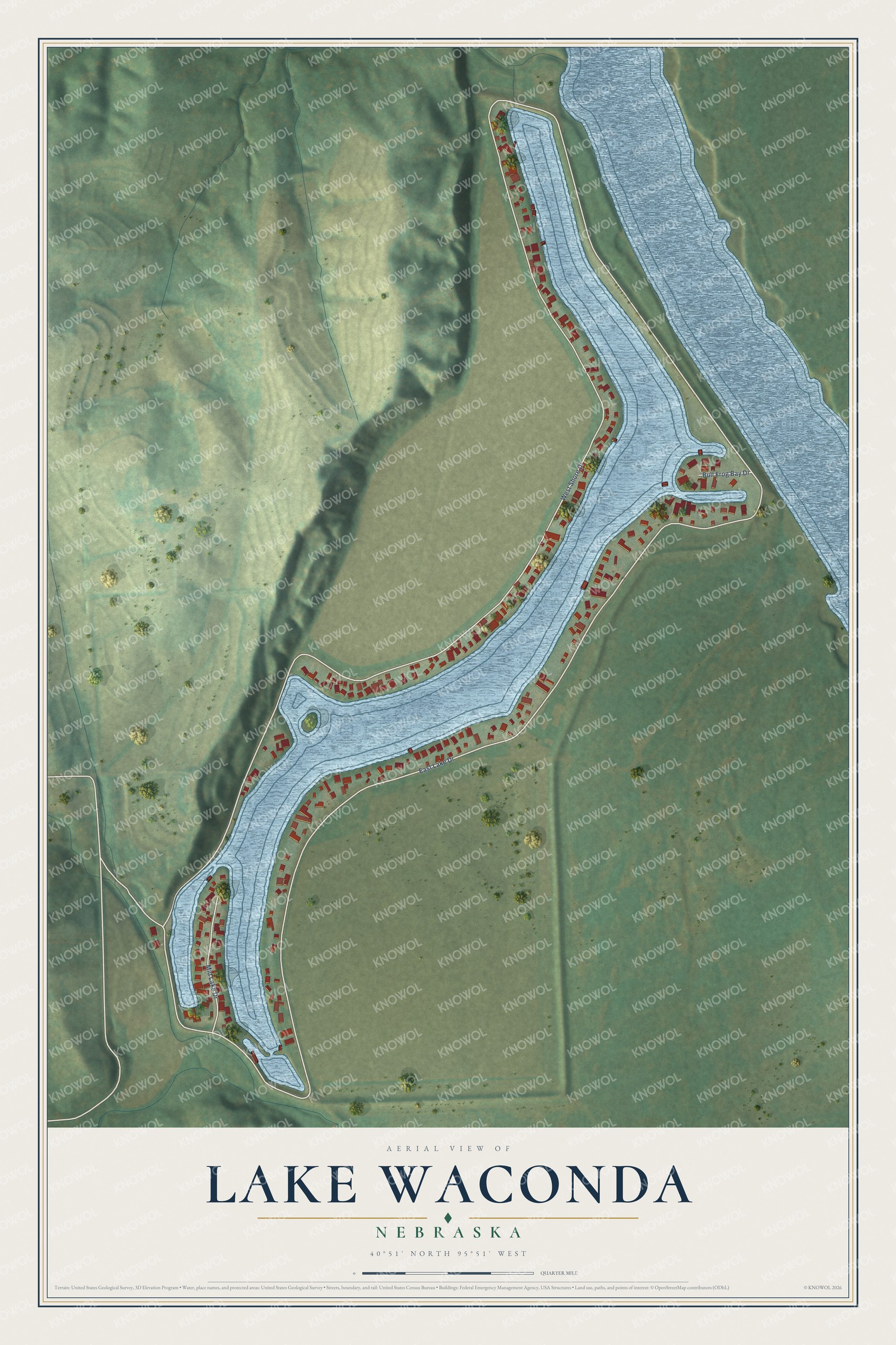 Watermarked full-map preview of Lake Waconda, Nebraska