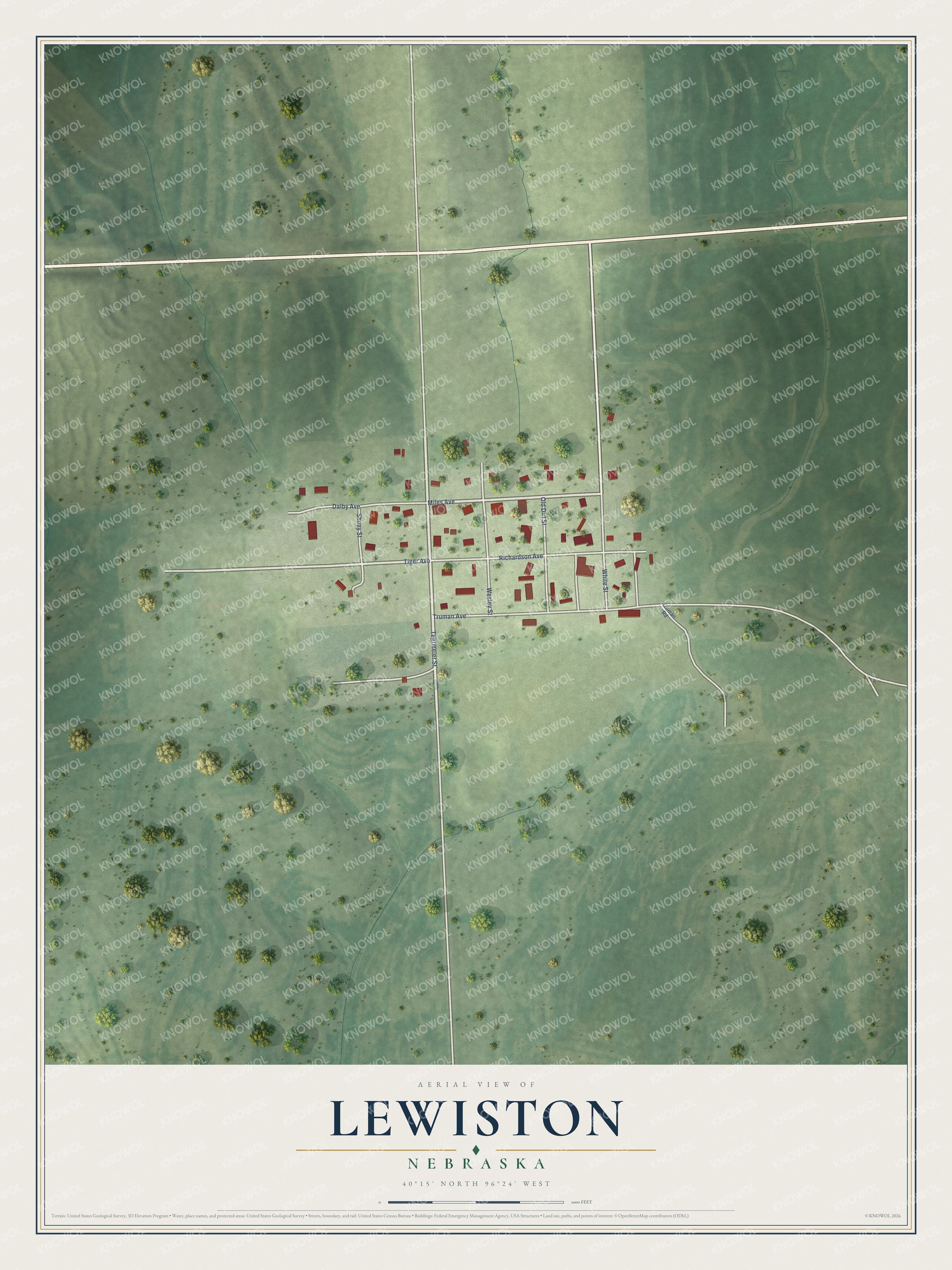 Watermarked full-map preview of Lewiston, Nebraska