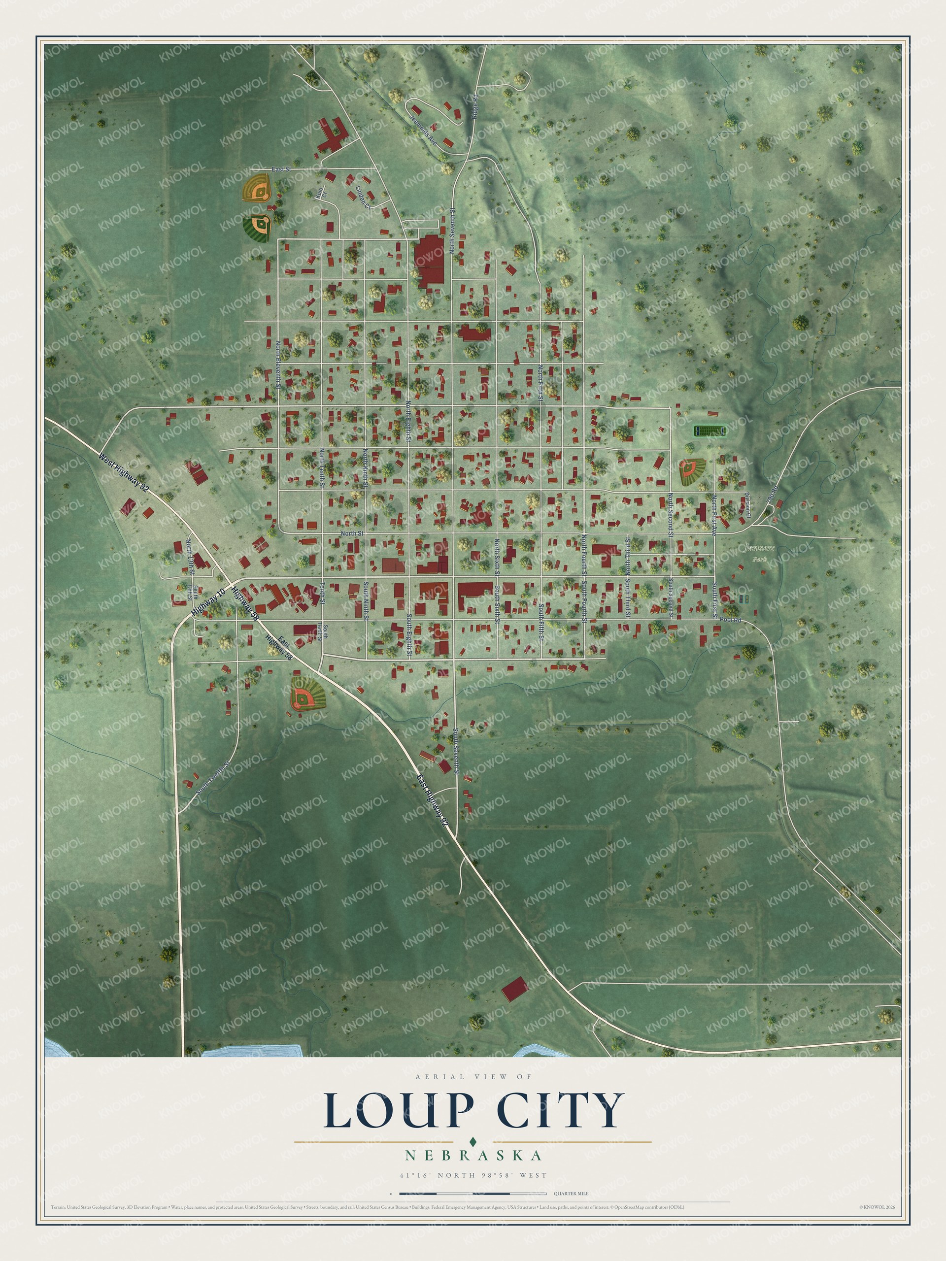 Watermarked full-map preview of Loup City, Nebraska
