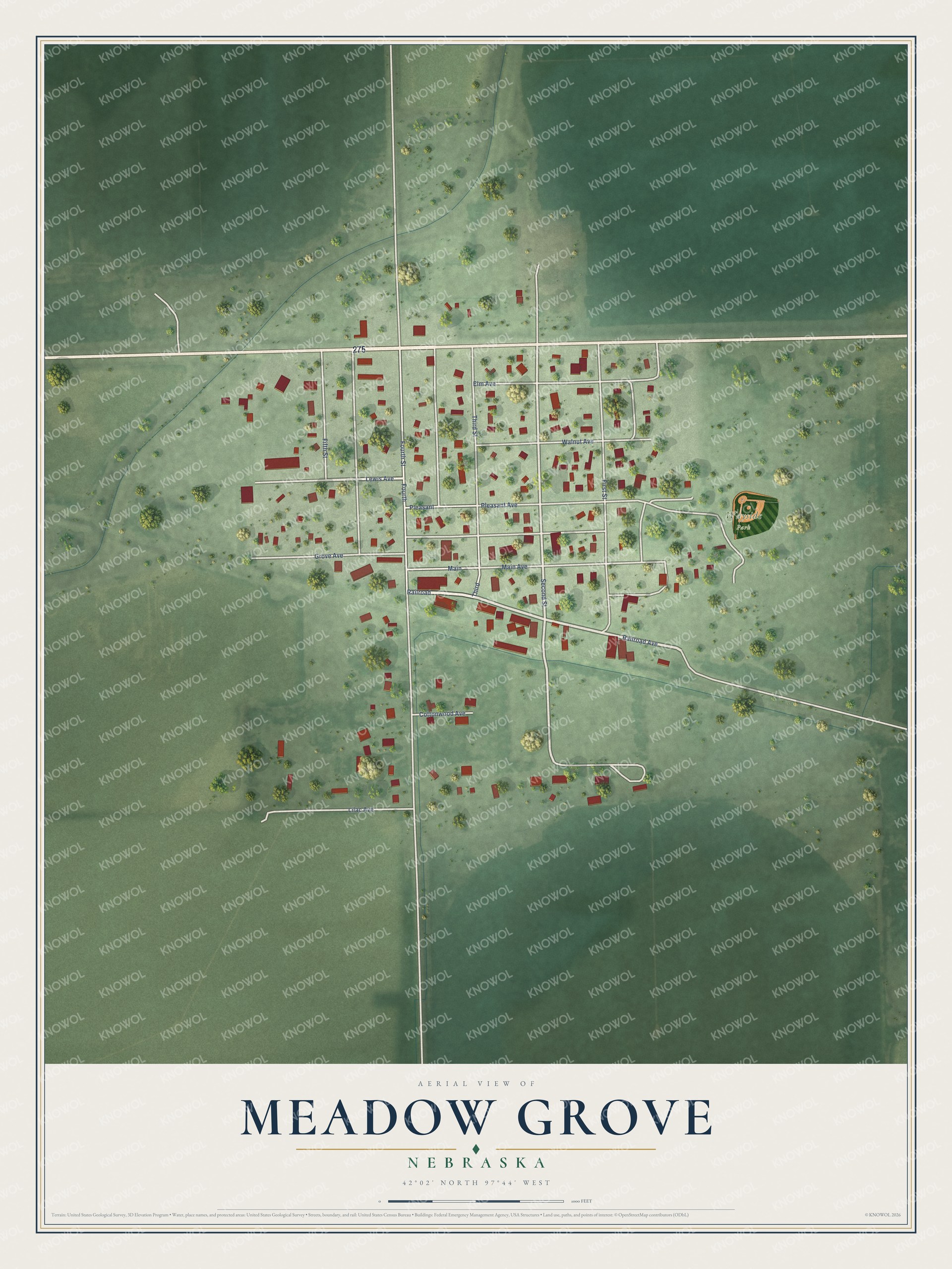 Watermarked full-map preview of Meadow Grove, Nebraska