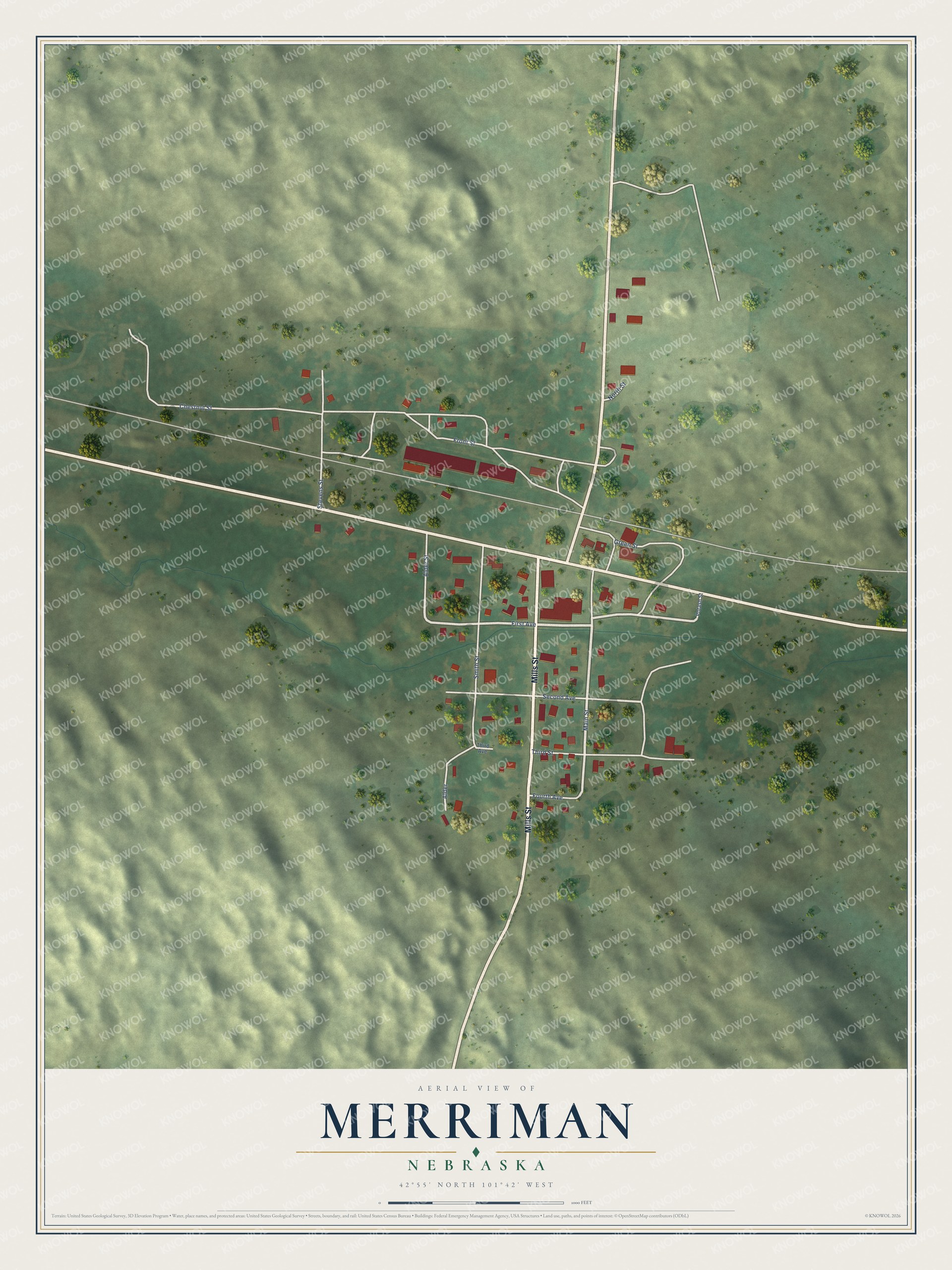 Watermarked full-map preview of Merriman, Nebraska
