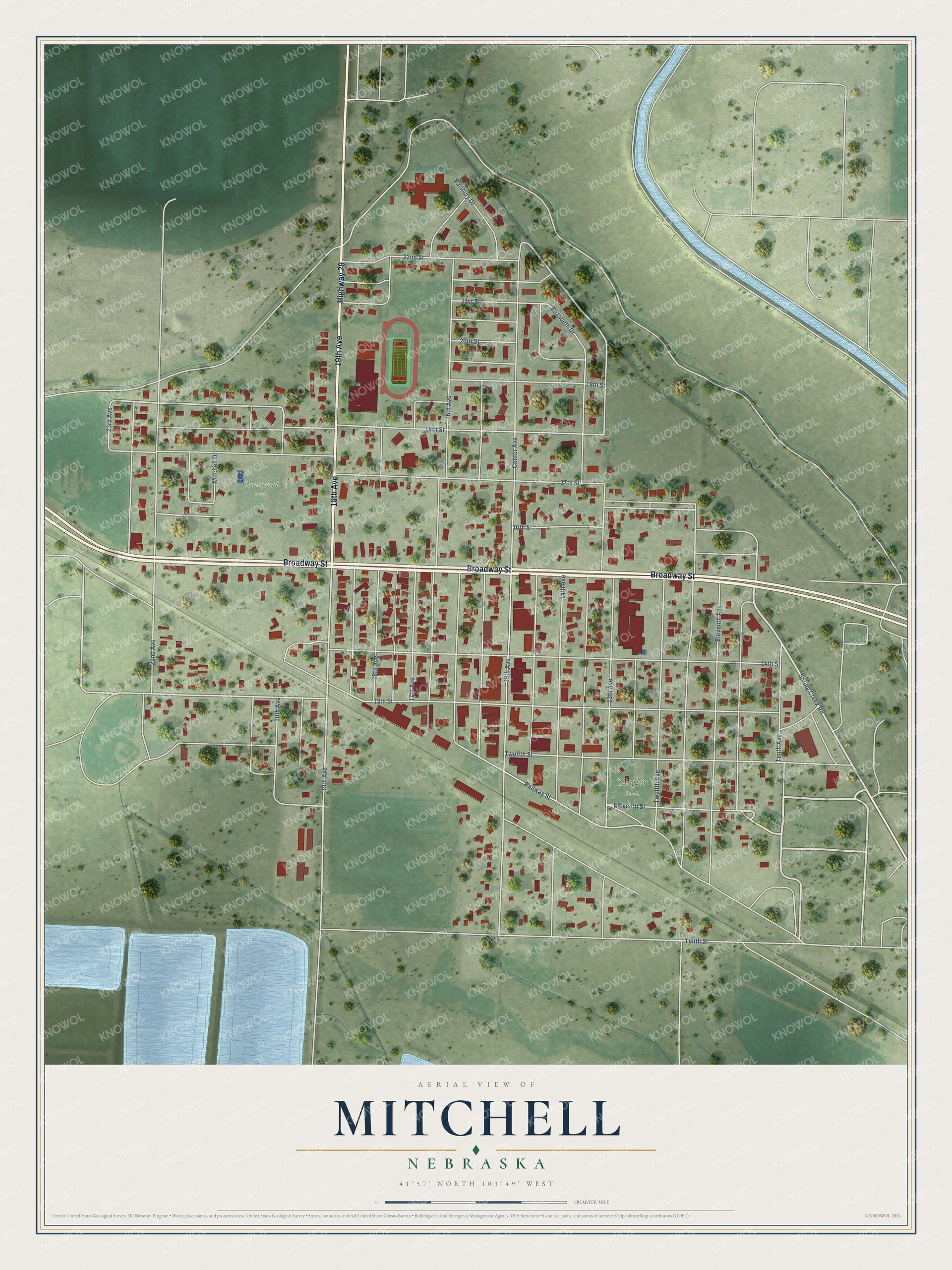 Watermarked full-map preview of Mitchell, Nebraska