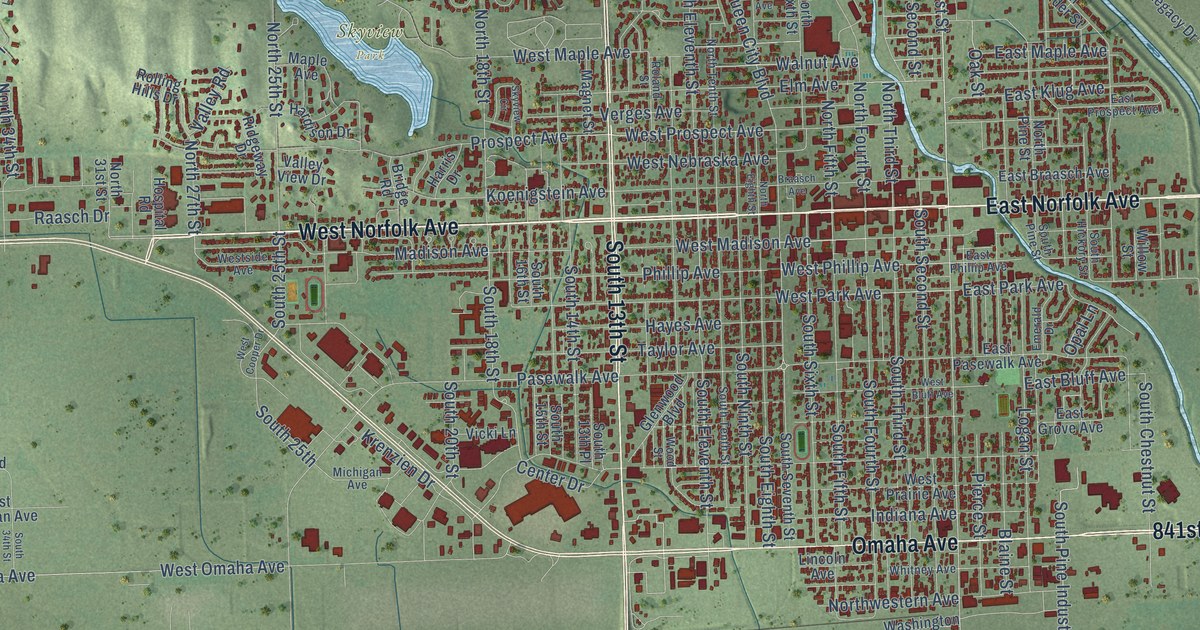 Map of Norfolk, Nebraska in 2026