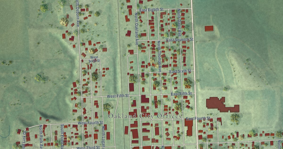 Map of Oakland, Nebraska in 2026