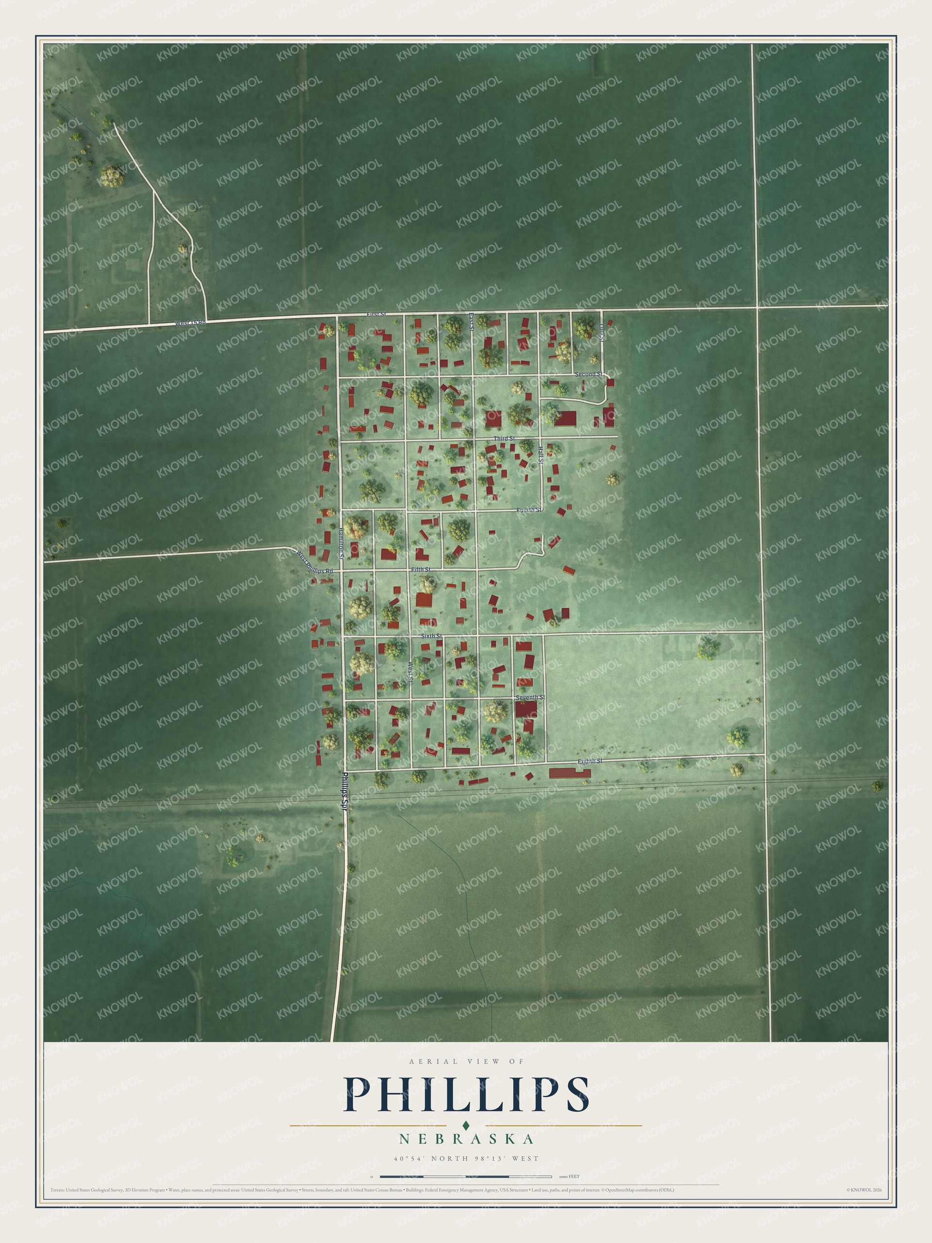 Watermarked full-map preview of Phillips, Nebraska