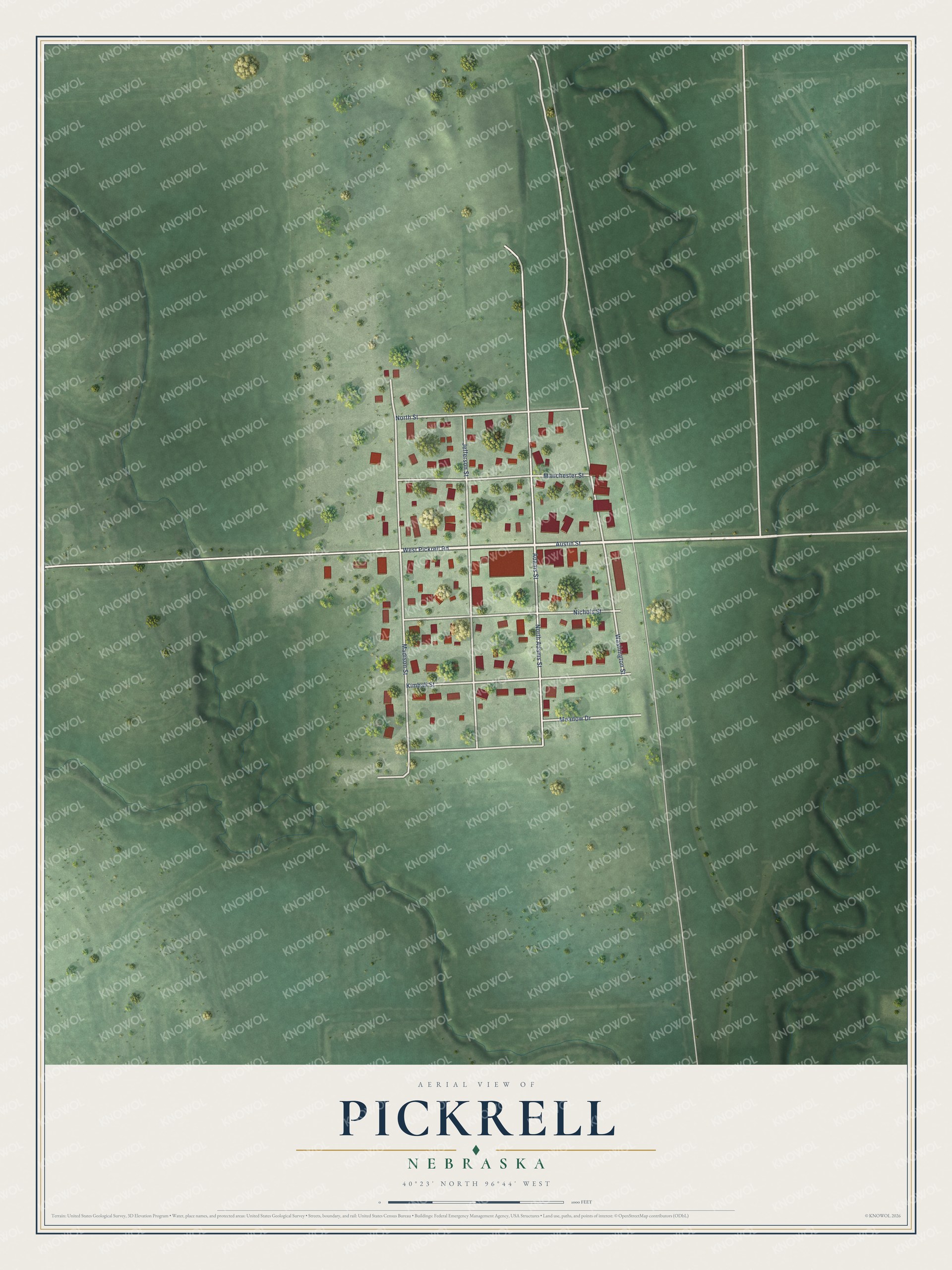 Watermarked full-map preview of Pickrell, Nebraska