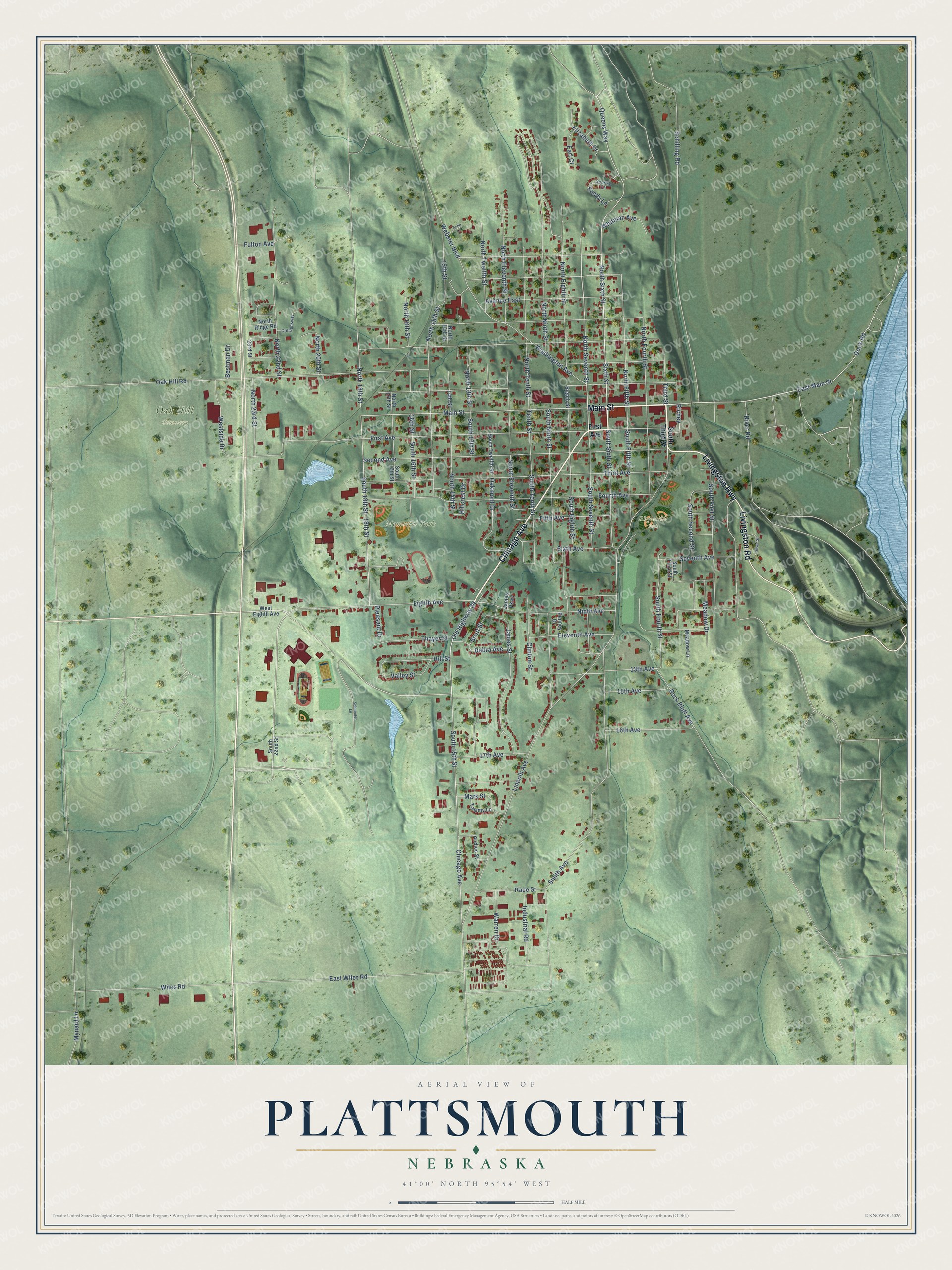 Watermarked full-map preview of Plattsmouth, Nebraska