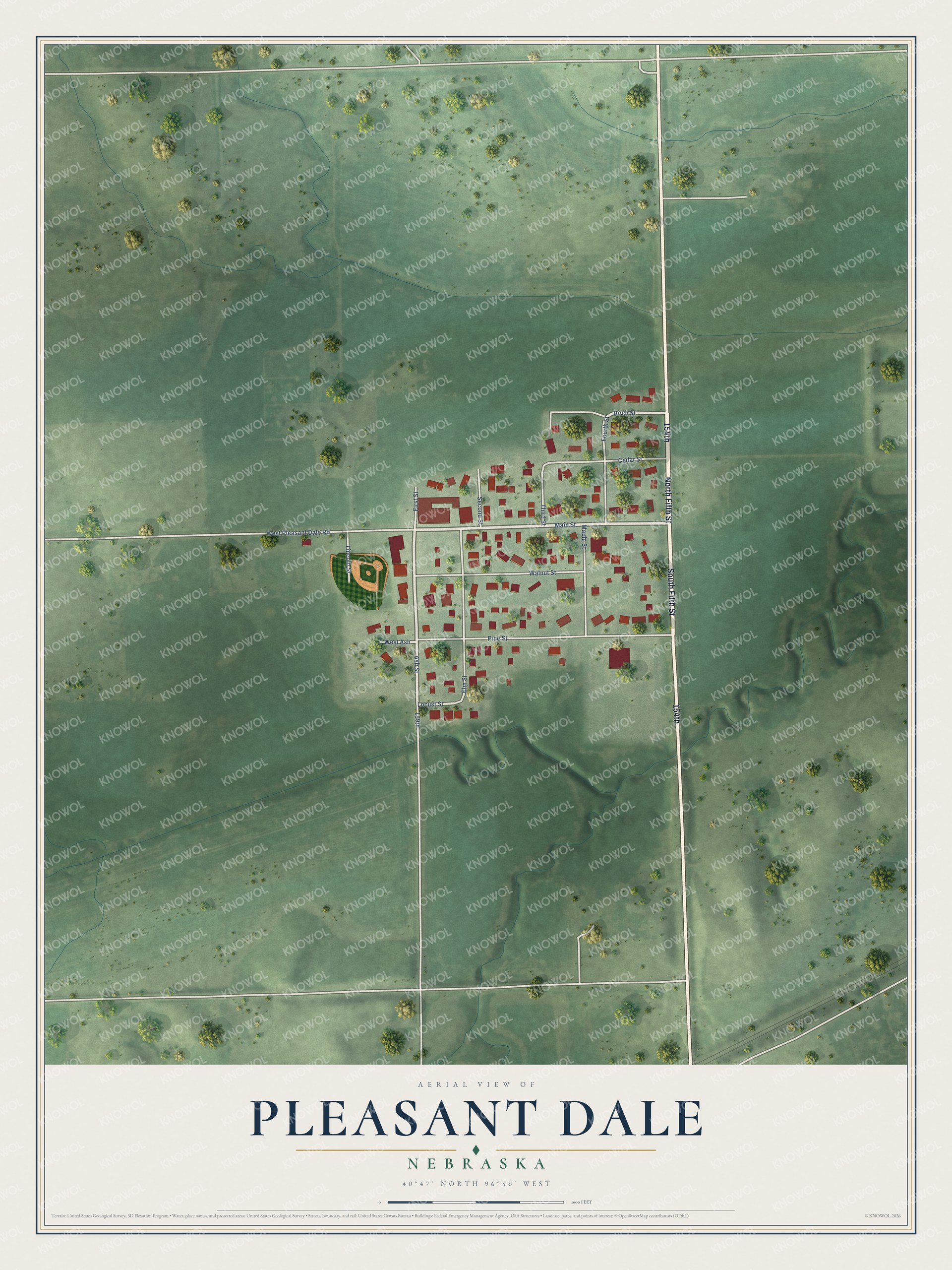 Watermarked full-map preview of Pleasant Dale, Nebraska