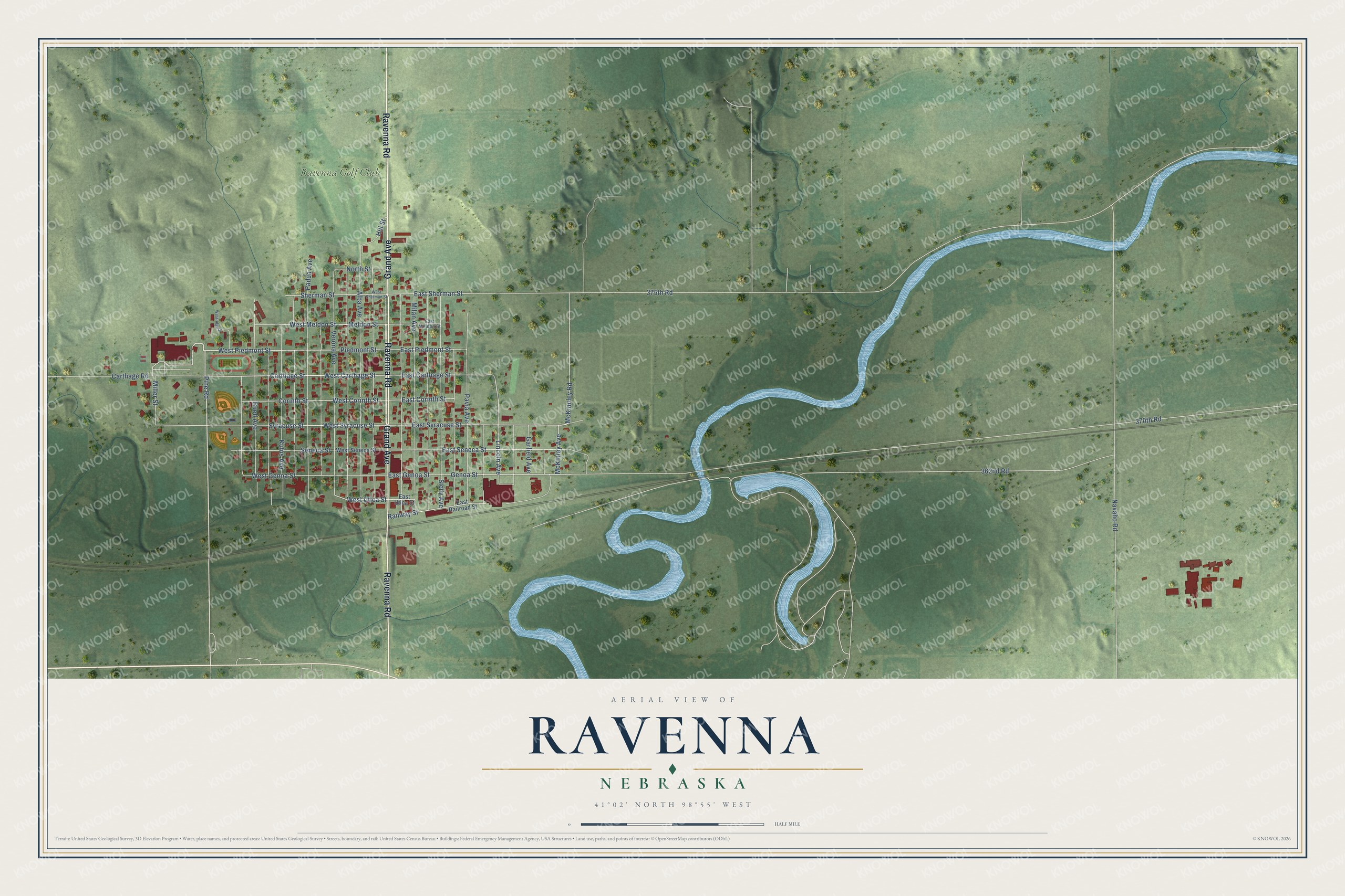 Watermarked full-map preview of Ravenna, Nebraska