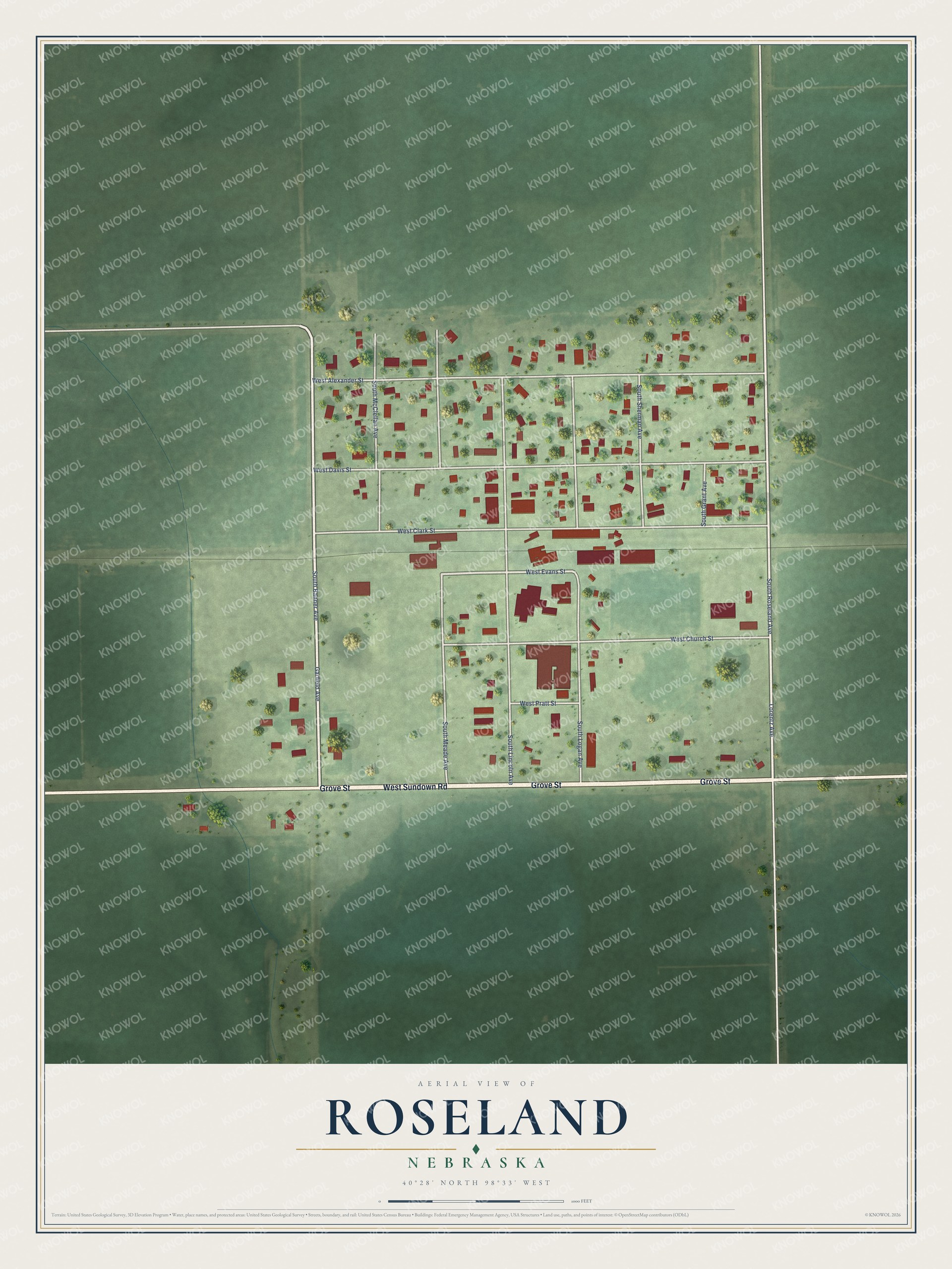 Watermarked full-map preview of Roseland, Nebraska