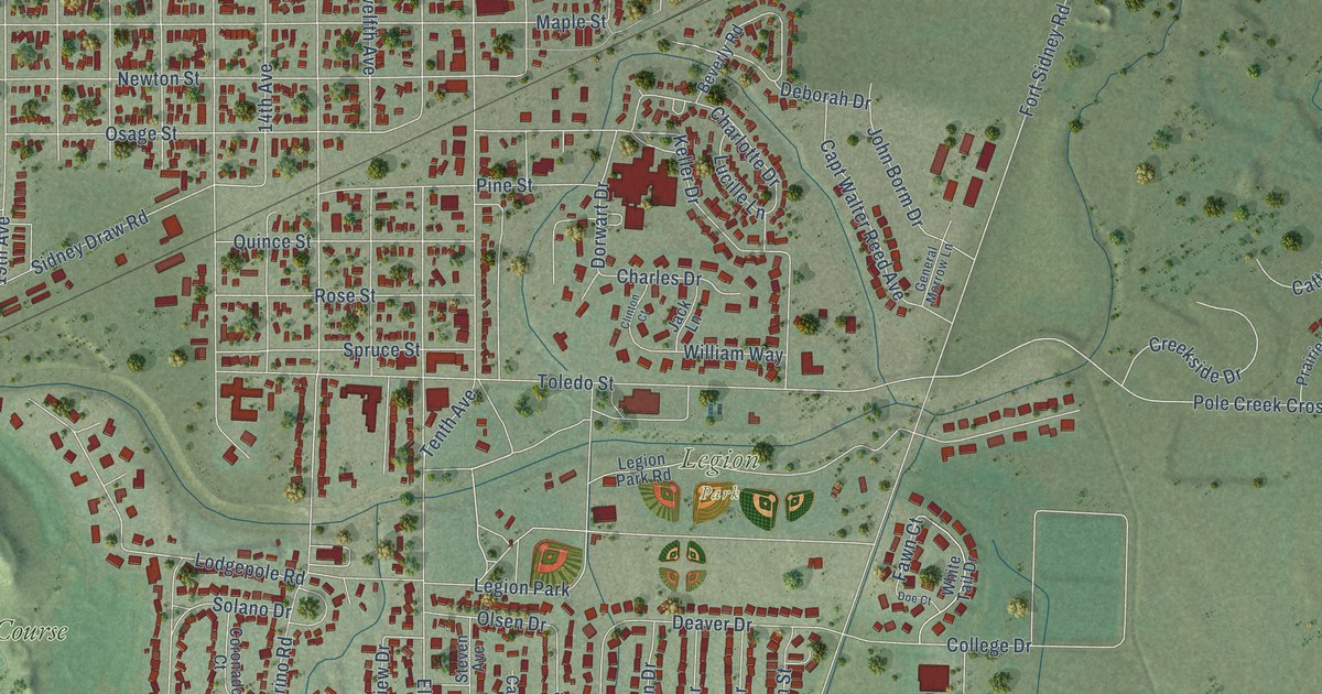 Map of Sidney, Nebraska in 2026