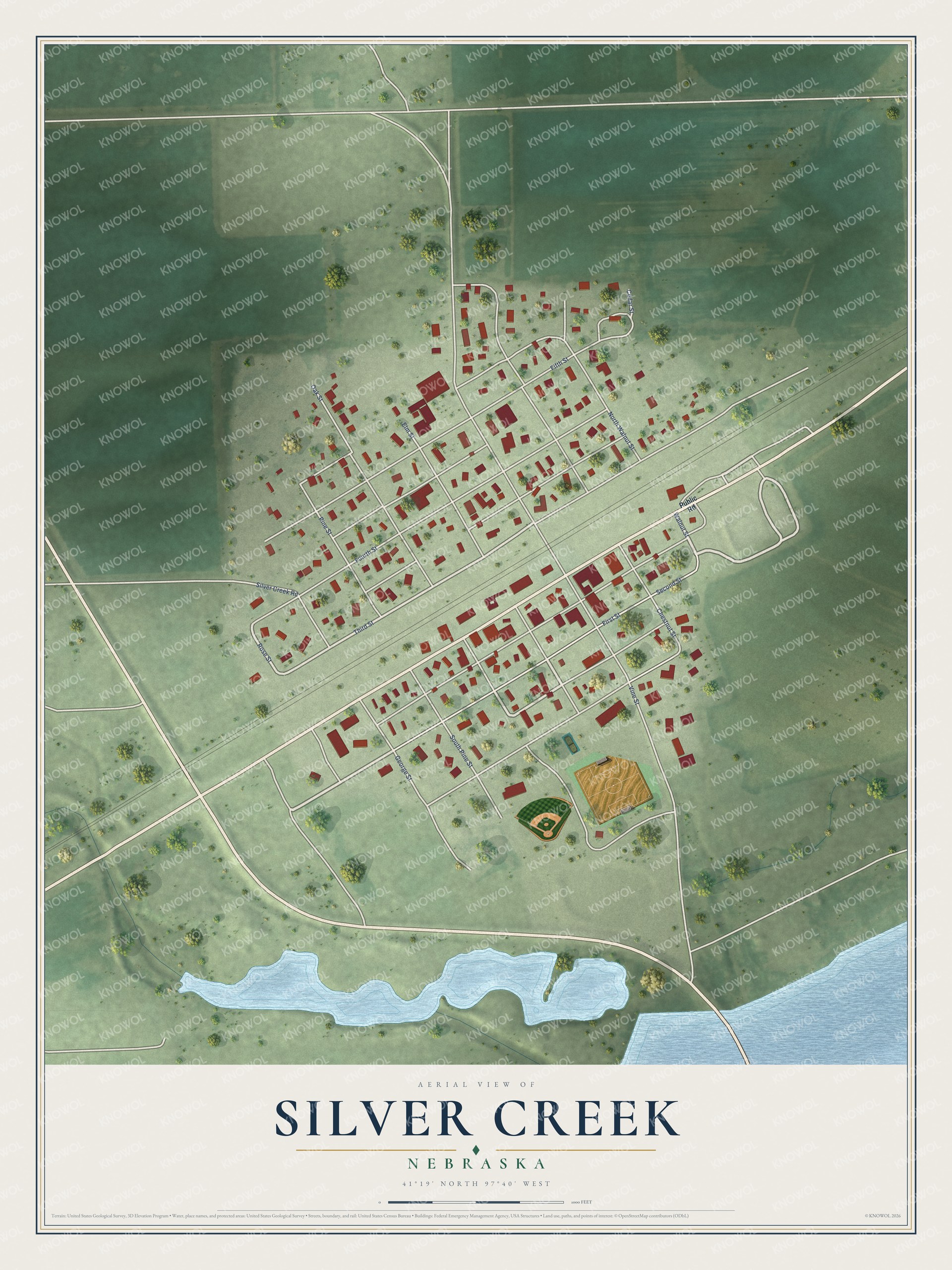 Watermarked full-map preview of Silver Creek, Nebraska