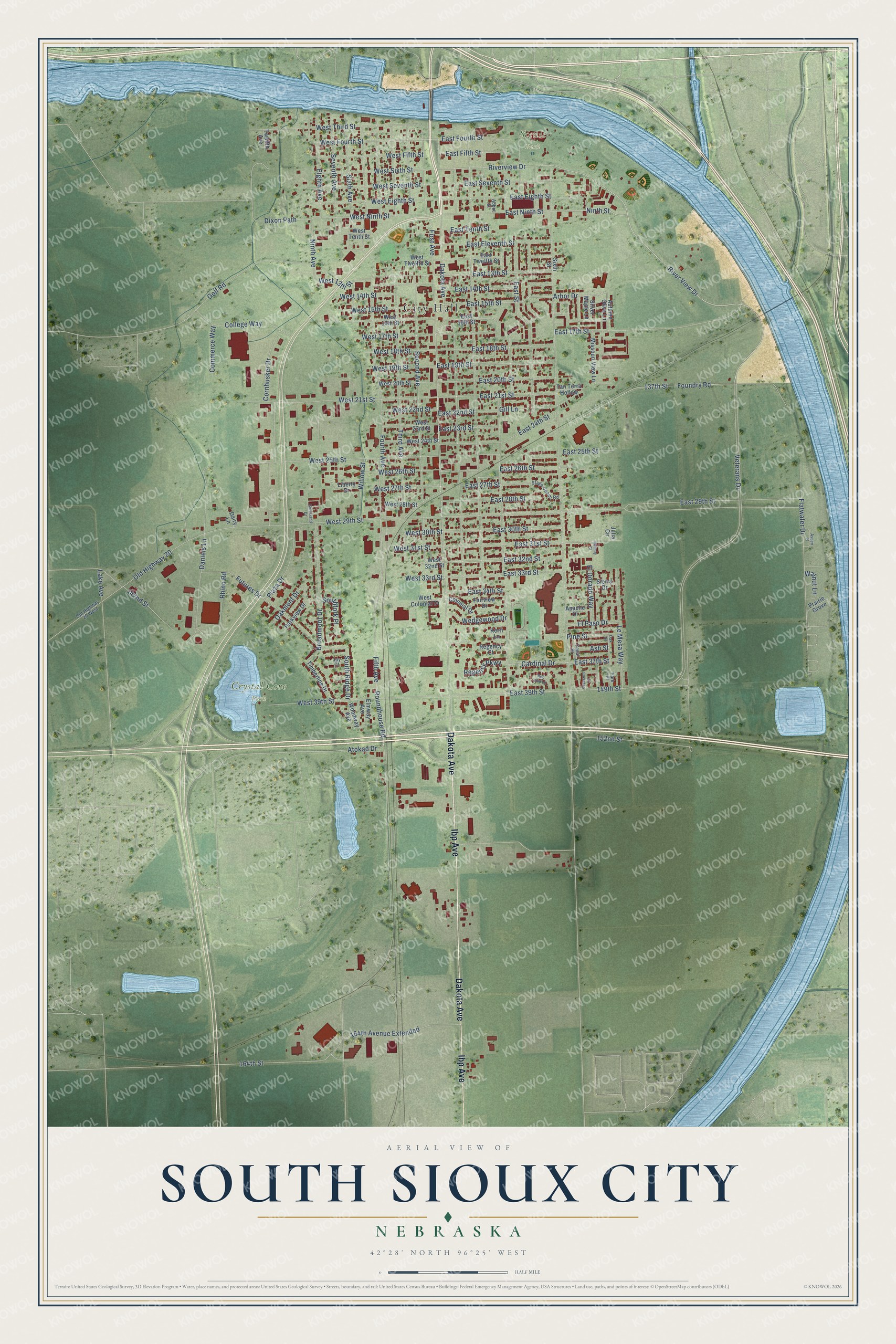 Watermarked full-map preview of South Sioux City, Nebraska