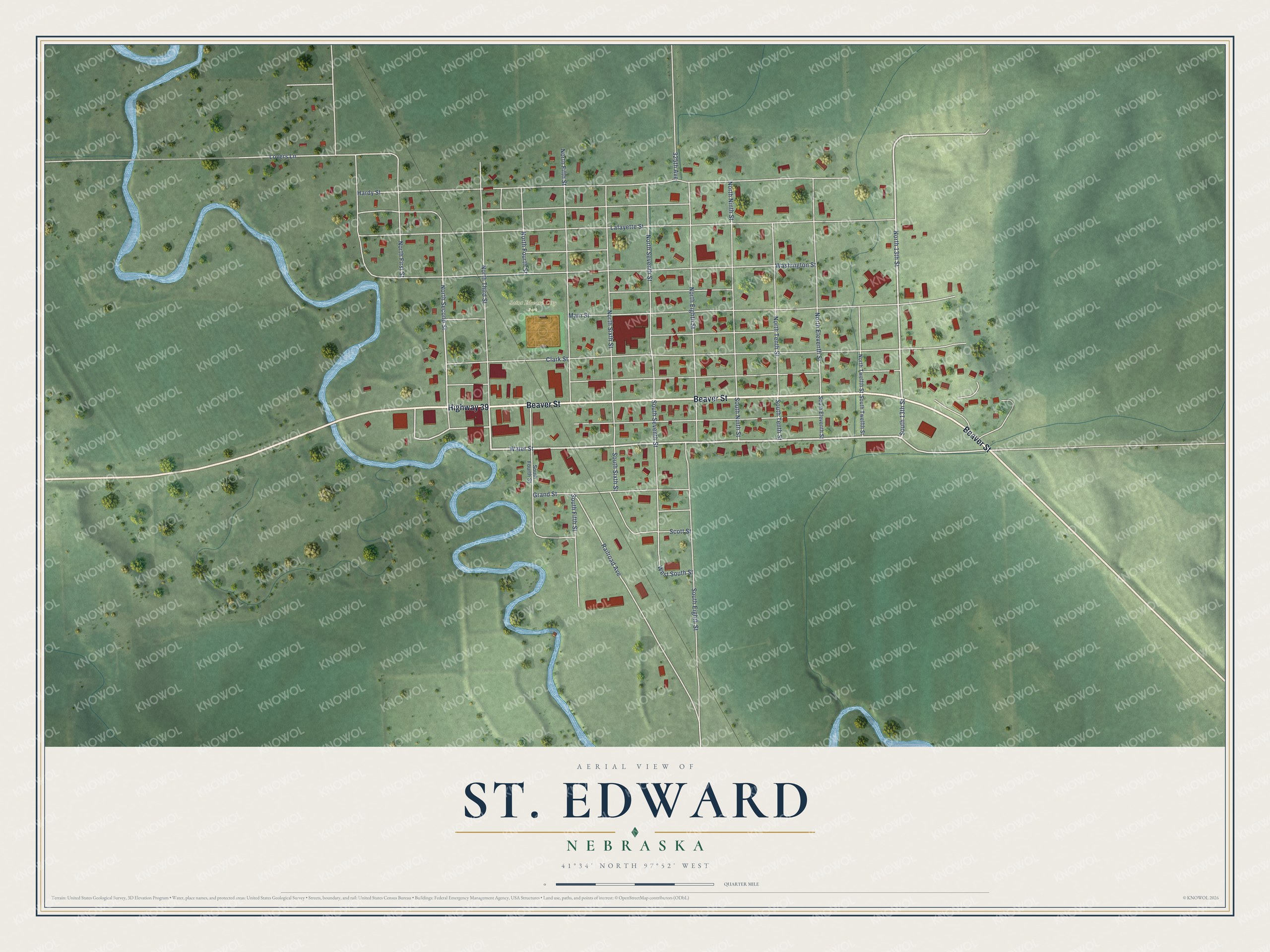 Watermarked full-map preview of St. Edward, Nebraska