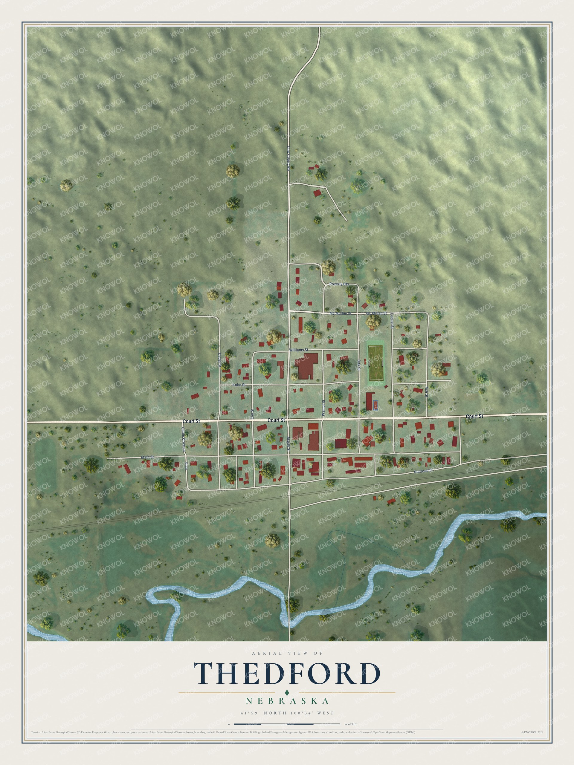 Watermarked full-map preview of Thedford, Nebraska