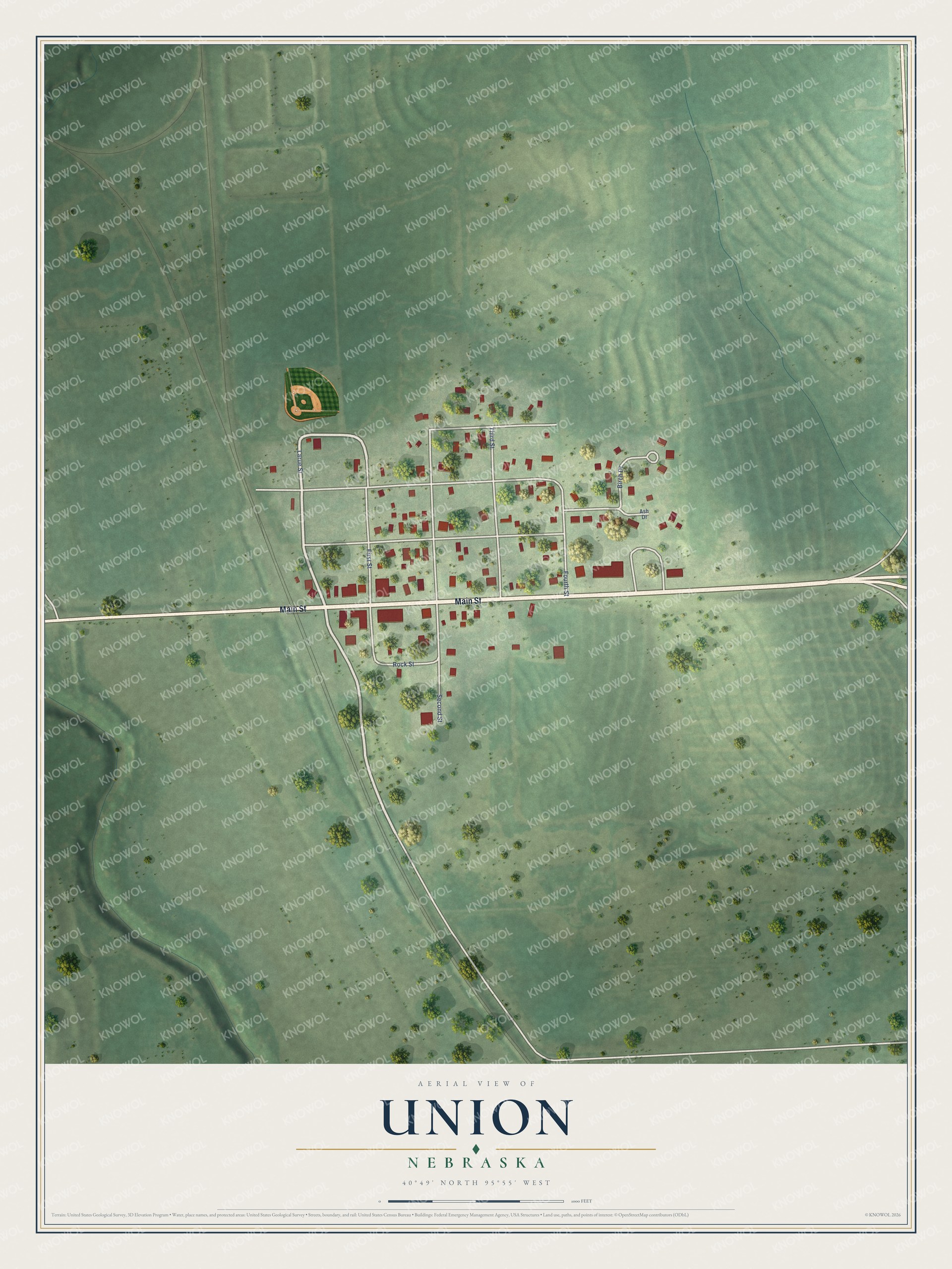 Watermarked full-map preview of Union, Nebraska