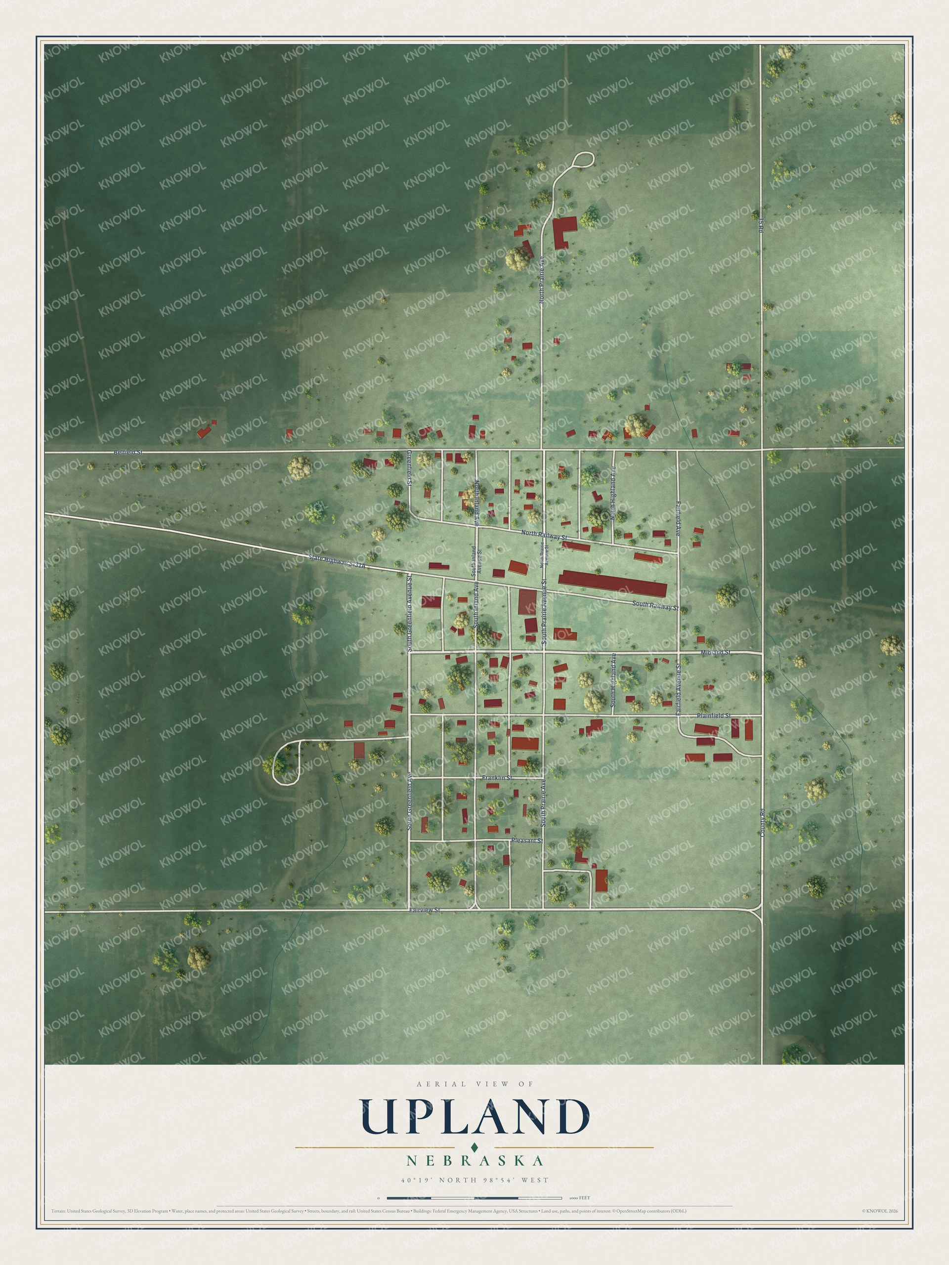 Watermarked full-map preview of Upland, Nebraska