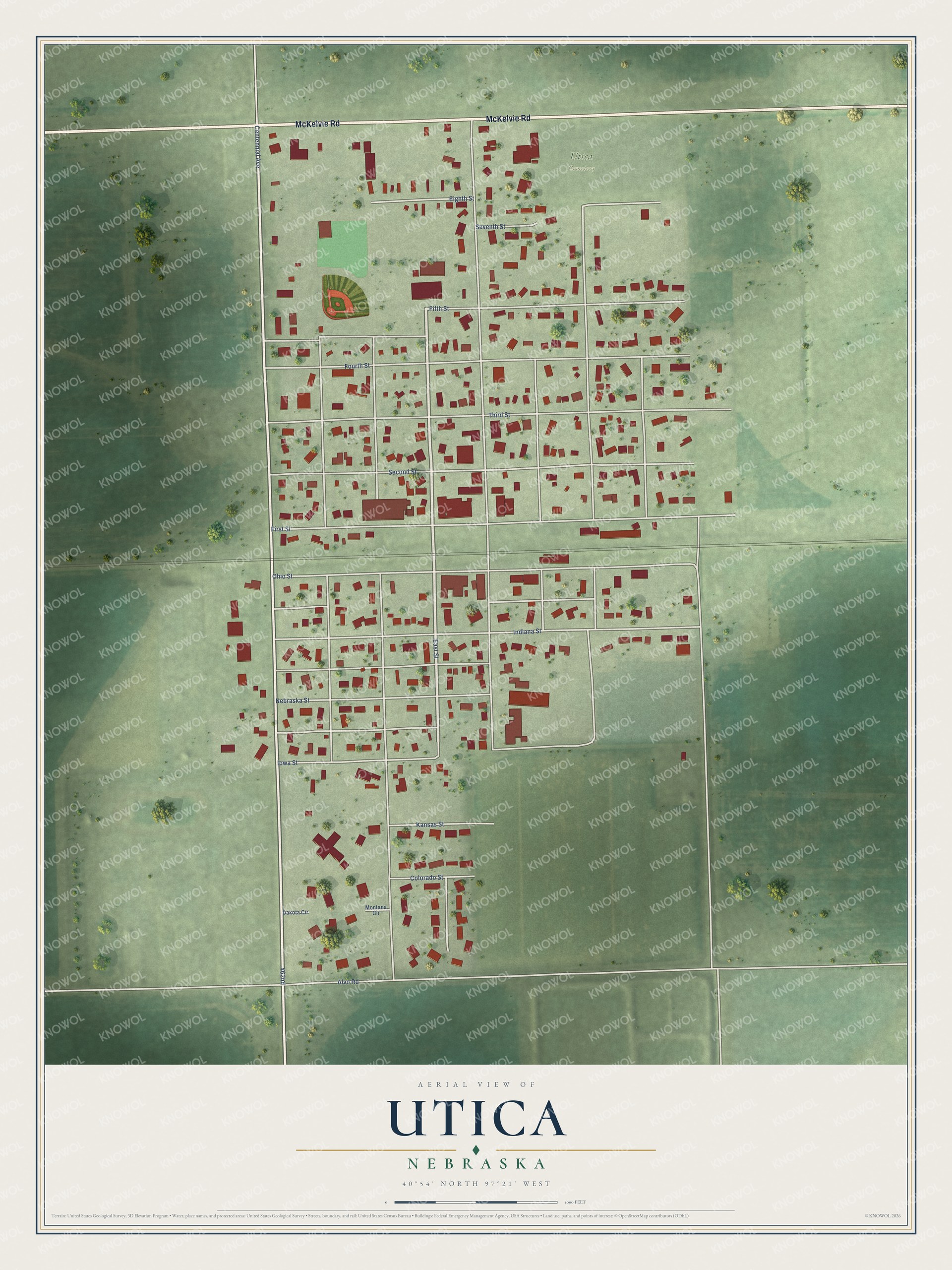 Watermarked full-map preview of Utica, Nebraska