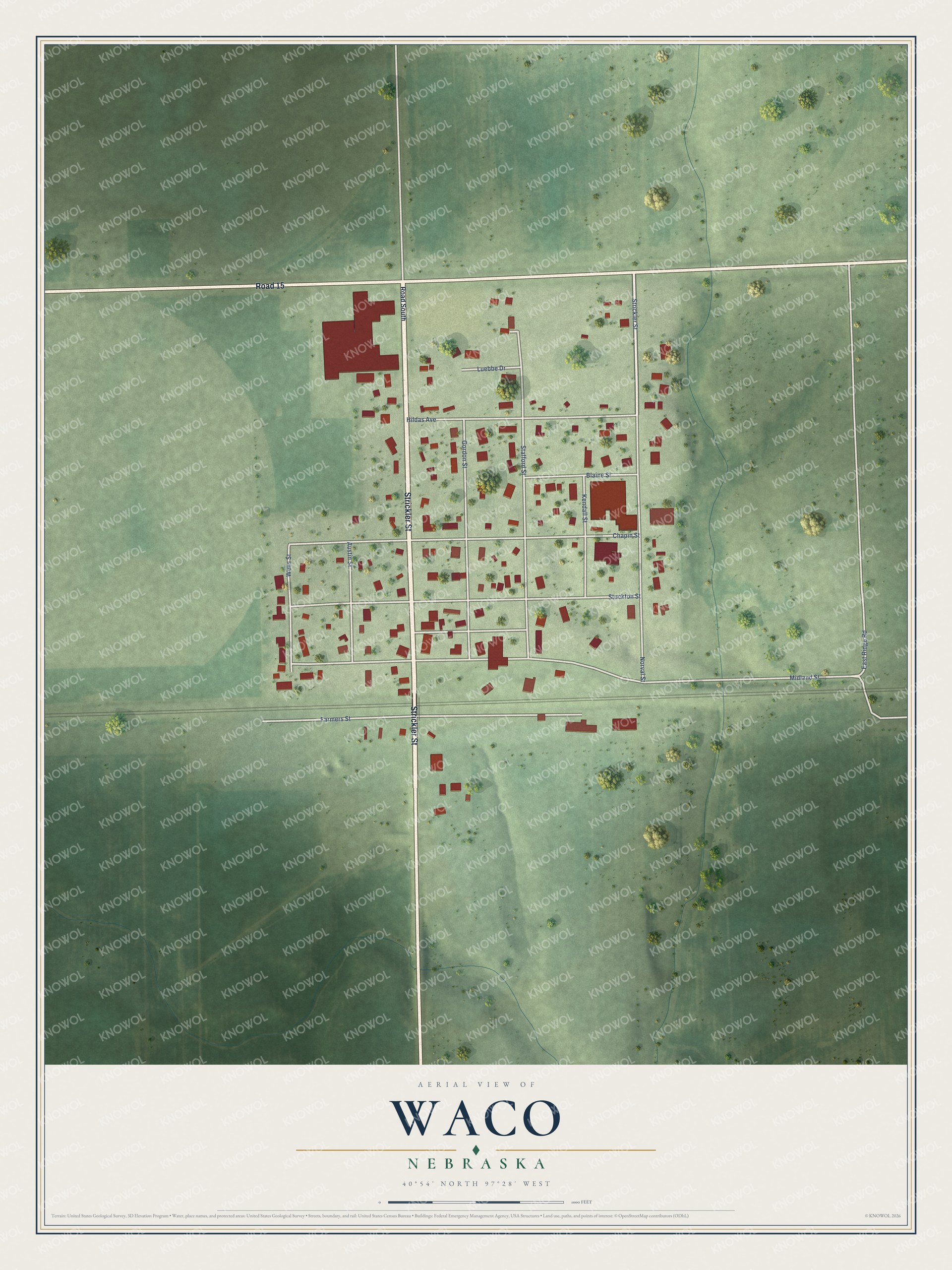 Watermarked full-map preview of Waco, Nebraska