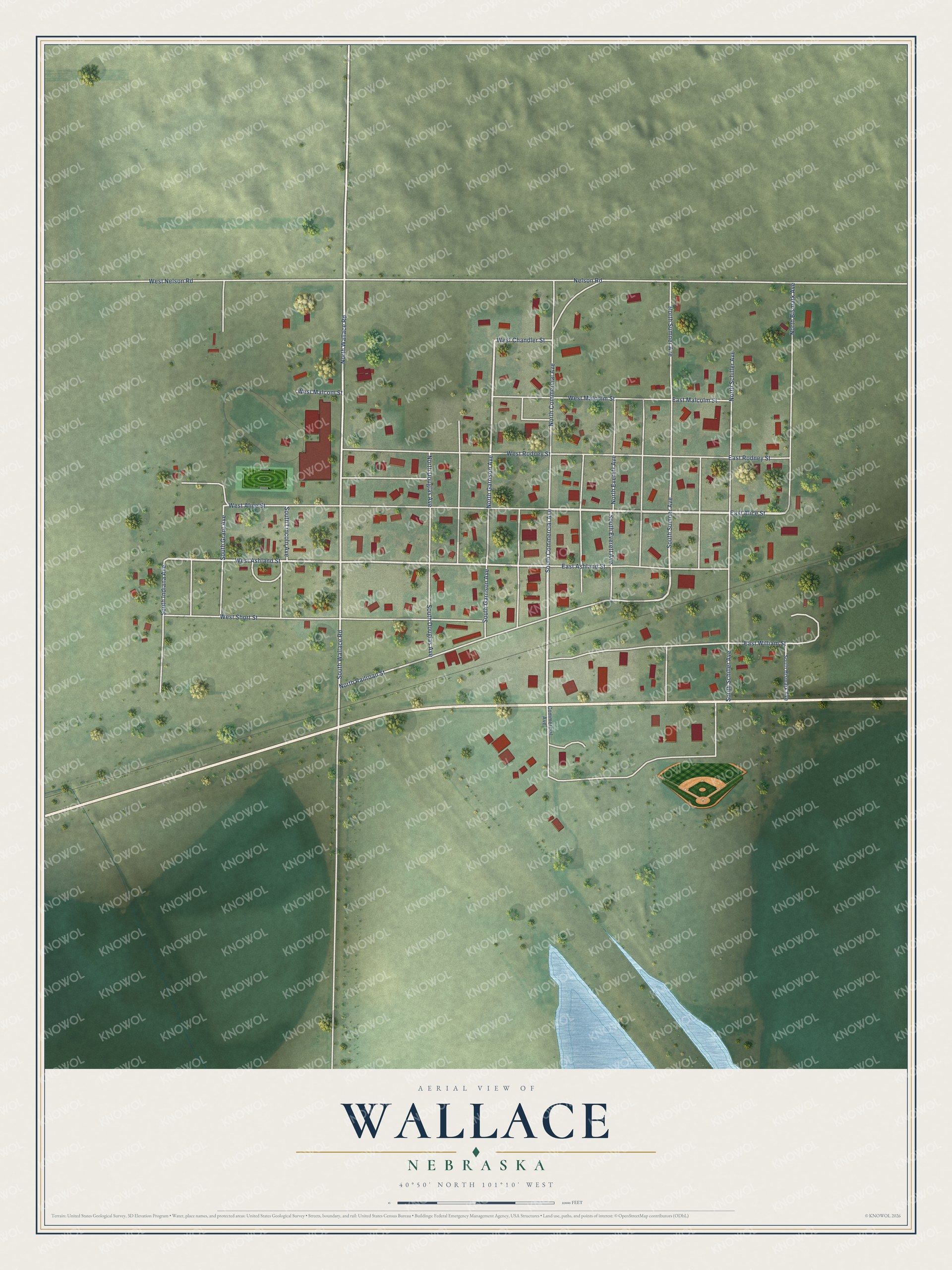 Watermarked full-map preview of Wallace, Nebraska
