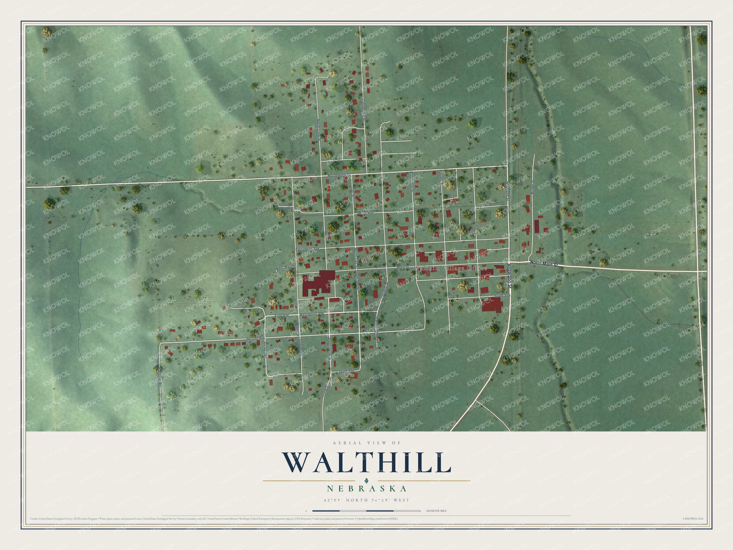 Watermarked full-map preview of Walthill, Nebraska