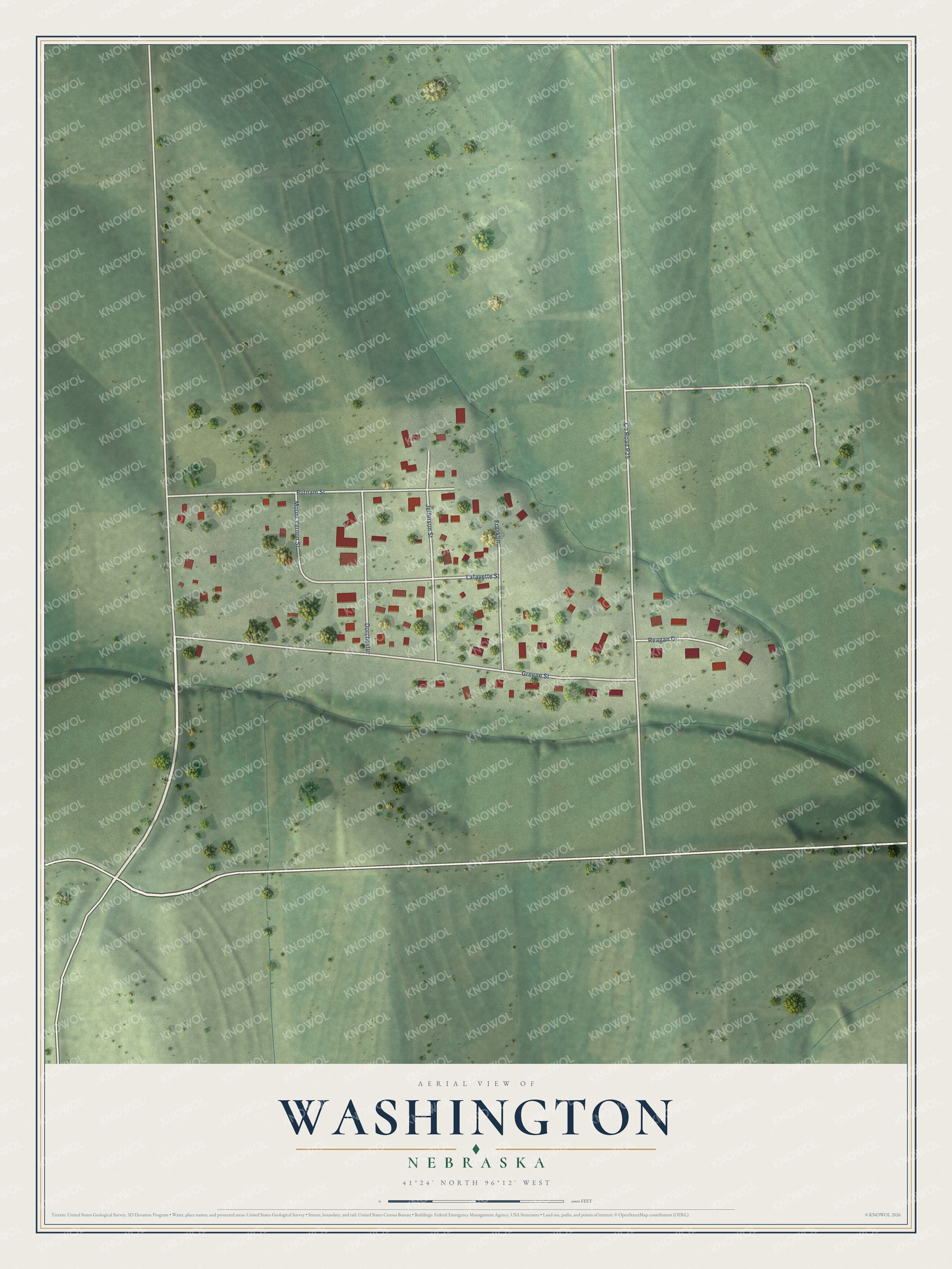 Watermarked full-map preview of Washington, Nebraska